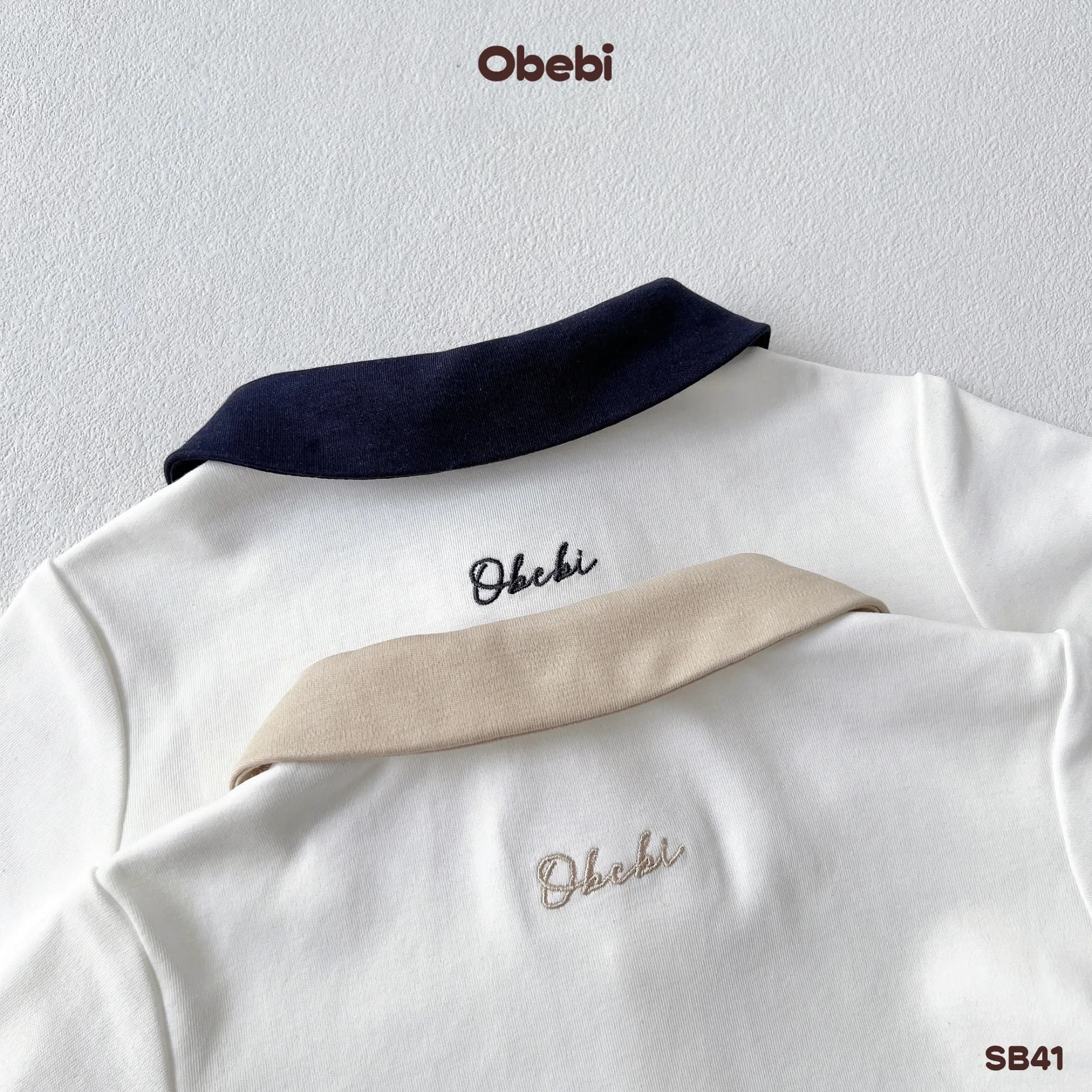 SB41 – Set Bộ Polo Cộc Tay Trẻ Em Đi Tiệc Bé Trai Hình Thêu Chữ Thương Hiệu Obebi