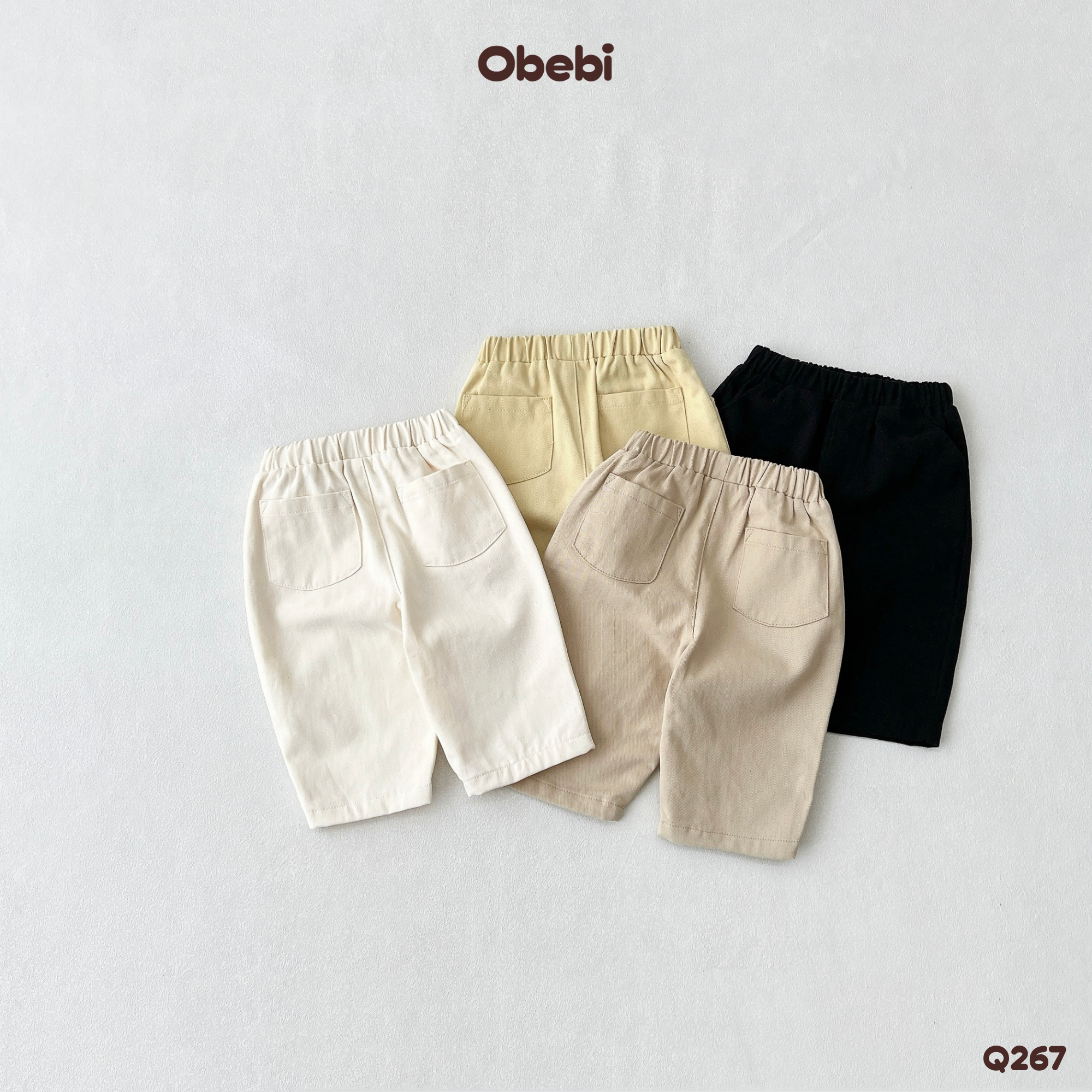 Q267 – Quần Kaki Trẻ Em Mùa Hè Basic Dễ Mặc Obebi