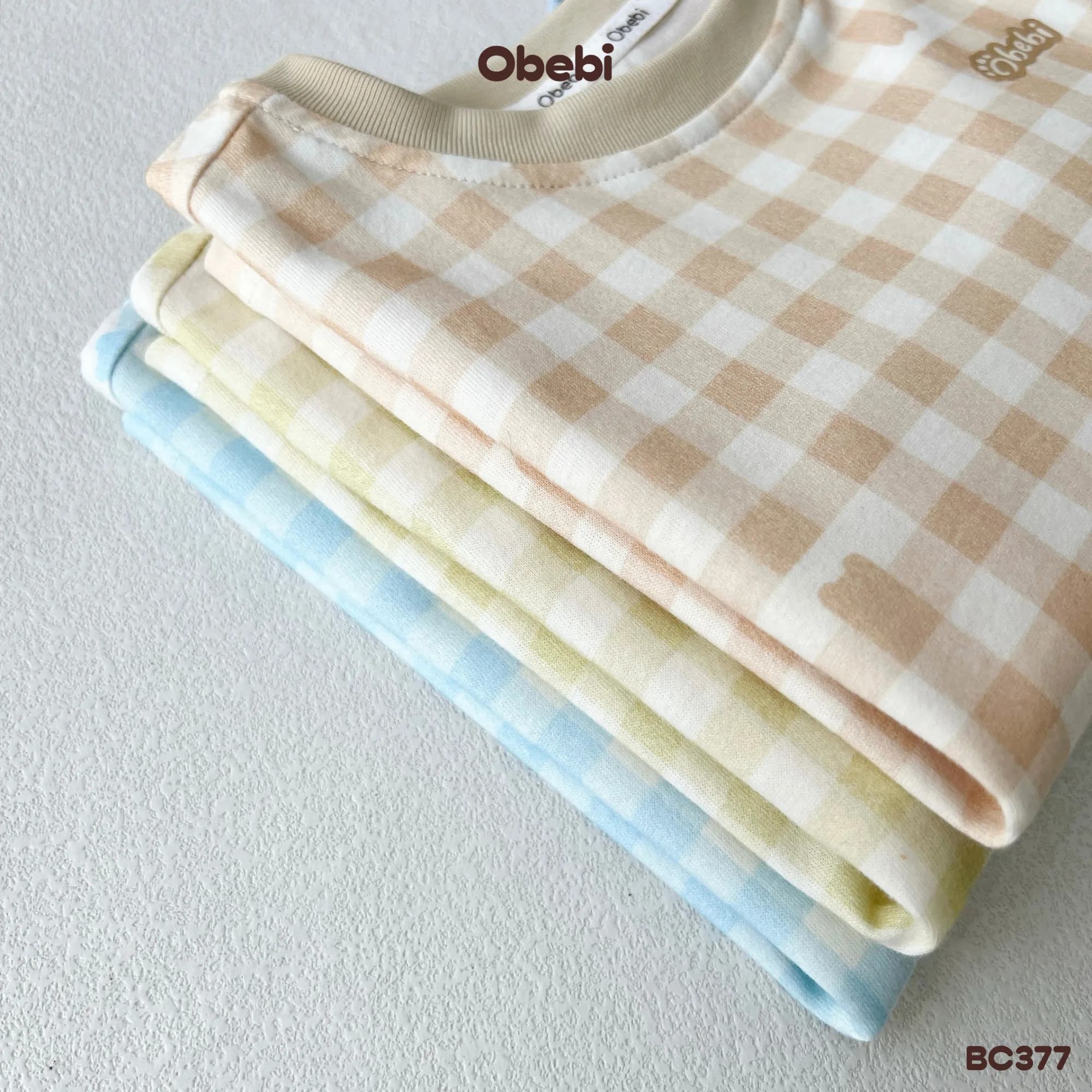 BC377 – Bộ Cộc Kẻ Caro Trẻ Em Mùa Hè Obebi