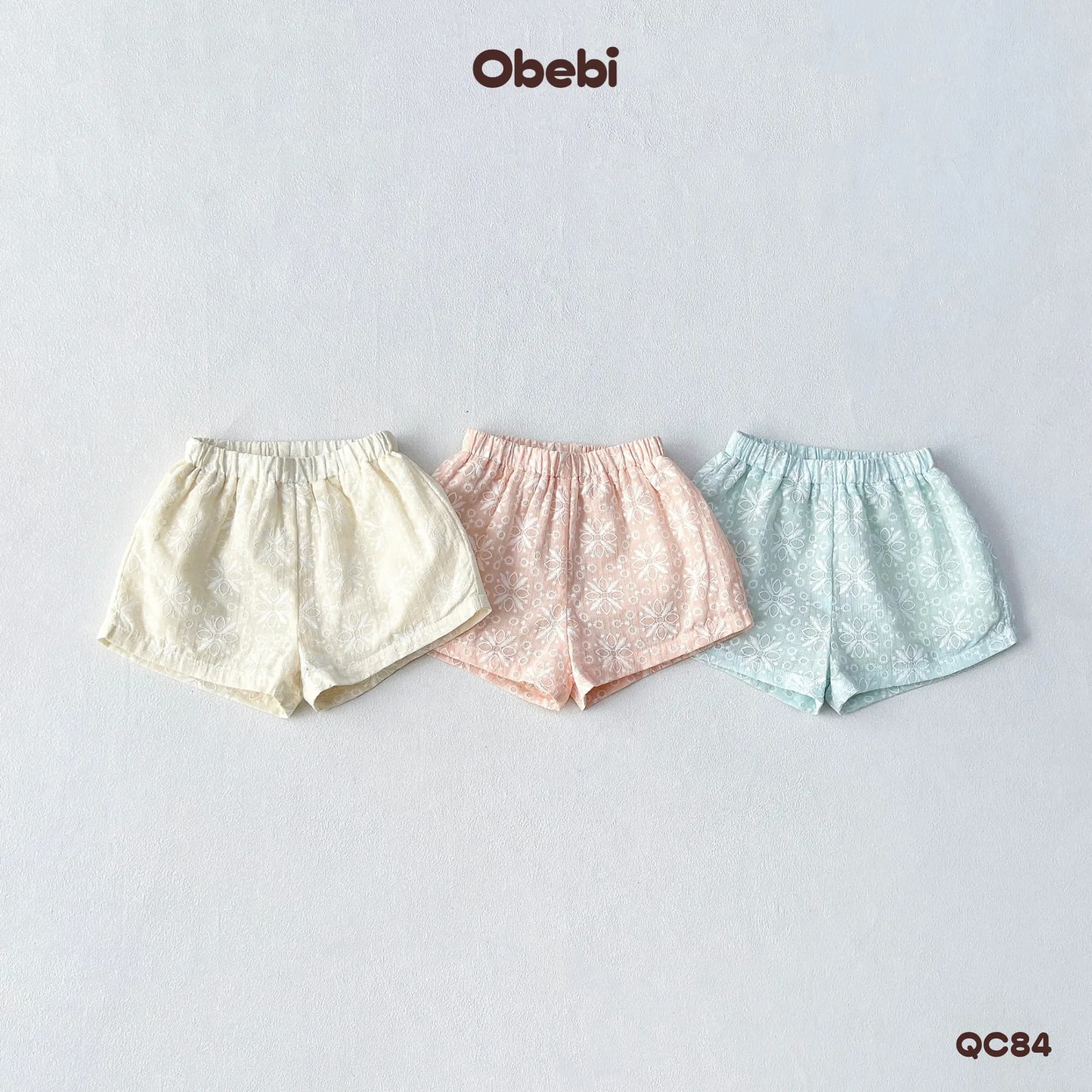 QC84 – Quần cộc bé gái mùa hè họa tiết hoa đáng yêu Obebi