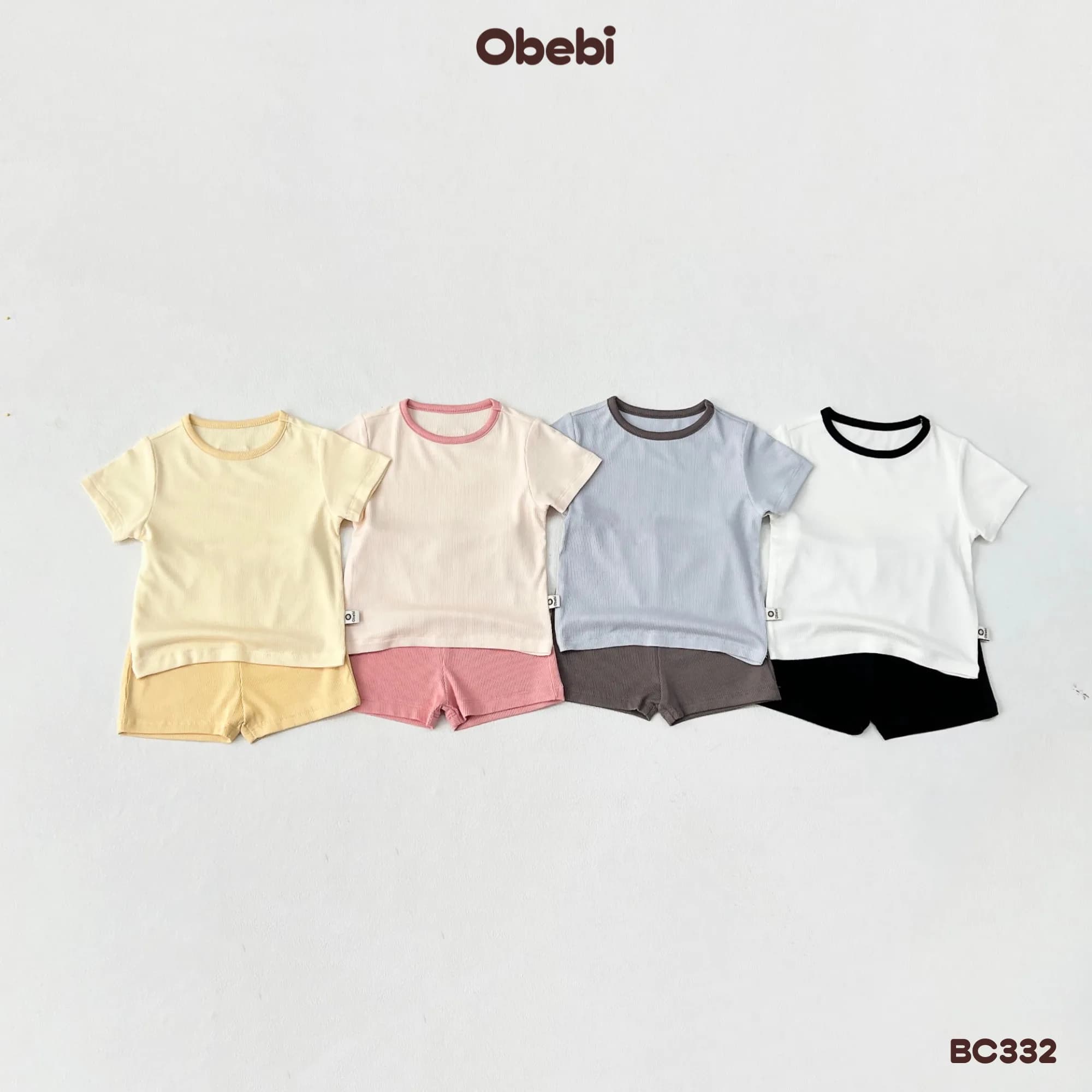 BC332 – Bộ cộc phối màu, vải gân sợi tre Obebi