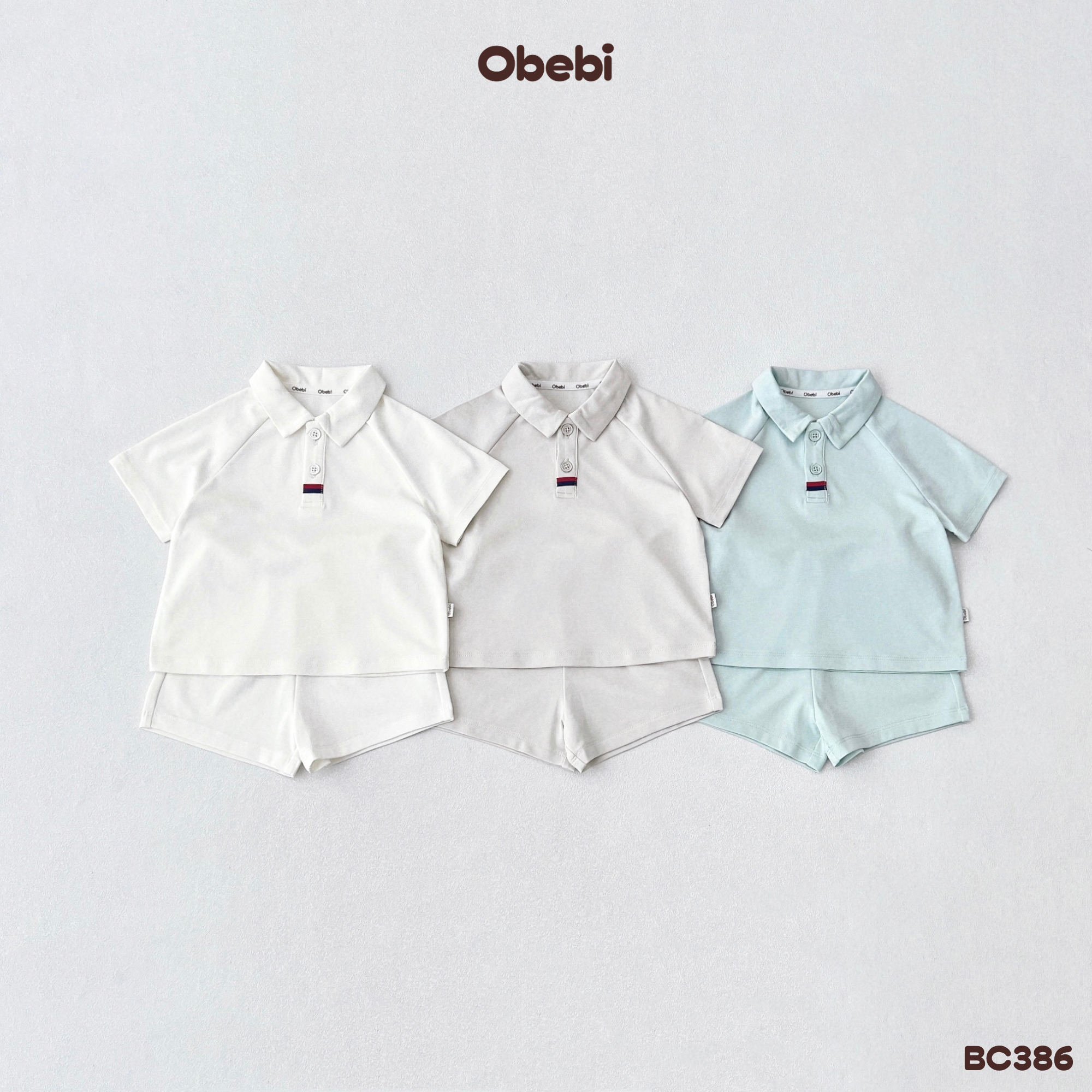 BC386 – Bộ Cộc Polo Mùa Hè Vải Mềm Mát, Nhanh Khô Obebi
