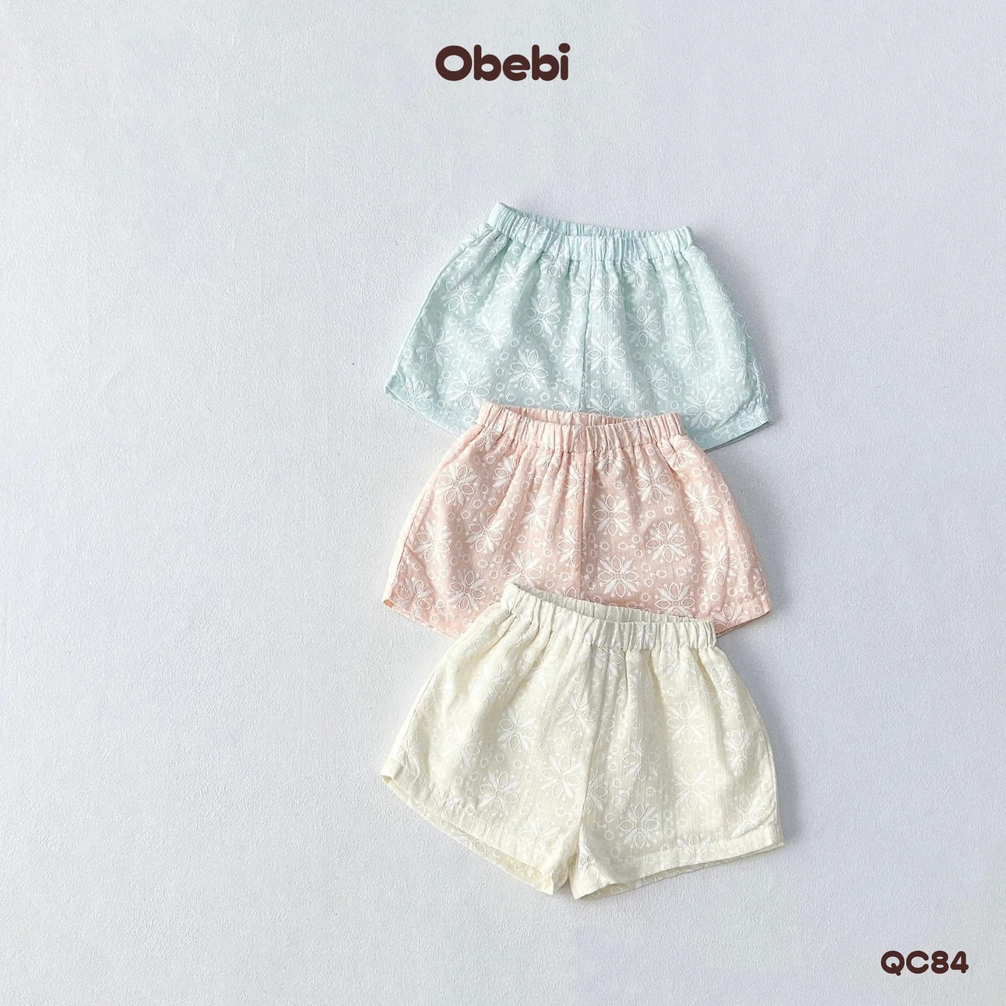 QC84 – Quần cộc bé gái mùa hè họa tiết hoa đáng yêu Obebi