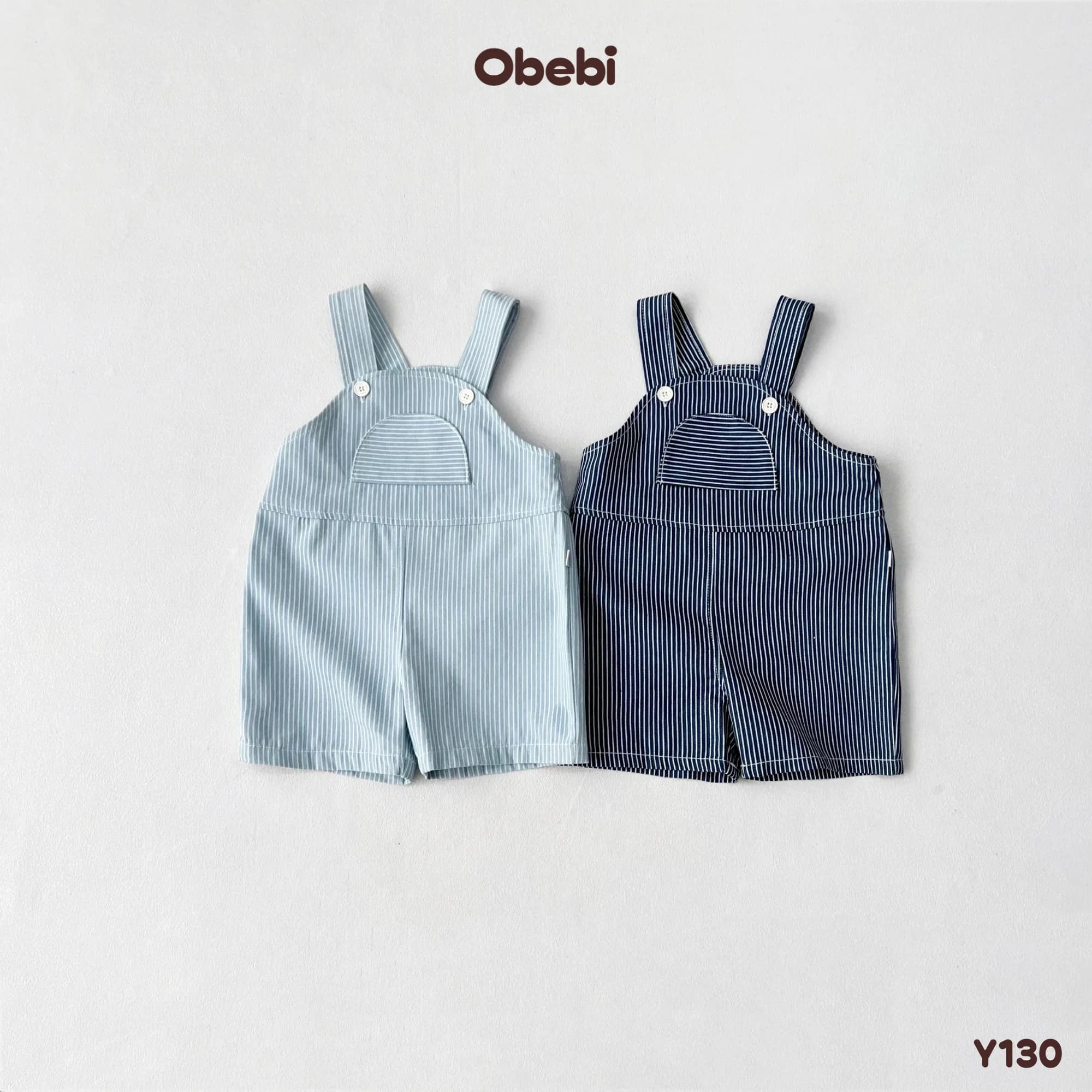 Y130 – Yếm Jean trẻ em mùa hè họa tiết kẻ thời trang Obebi
