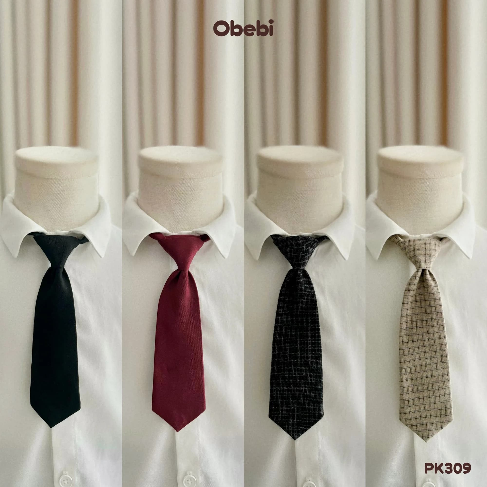 PK309 – Cà Vạt Thanh Lịch Trẻ Em Màu Trơn Và Kẻ Có Dây Chun Điều Chỉnh Obebi