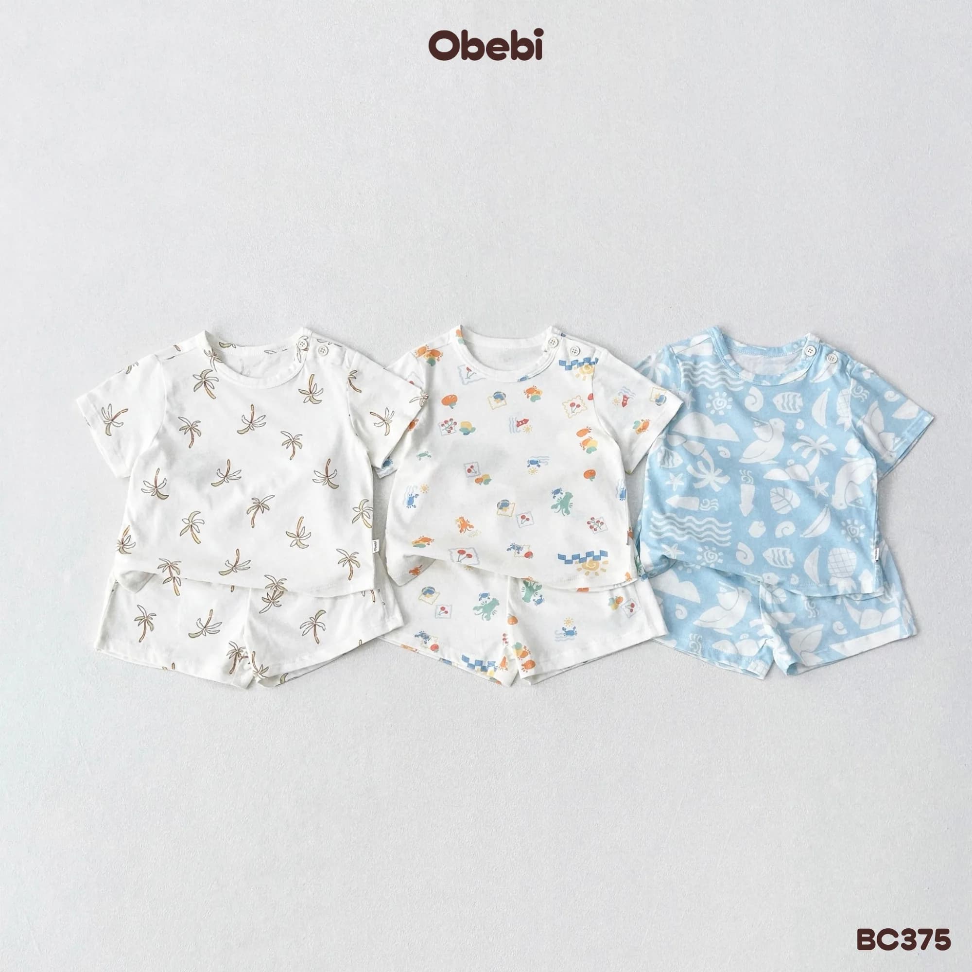 BC375 – Bộ cộc trẻ em mùa hè hoạt tiết biển cả mát mẻ Obebi