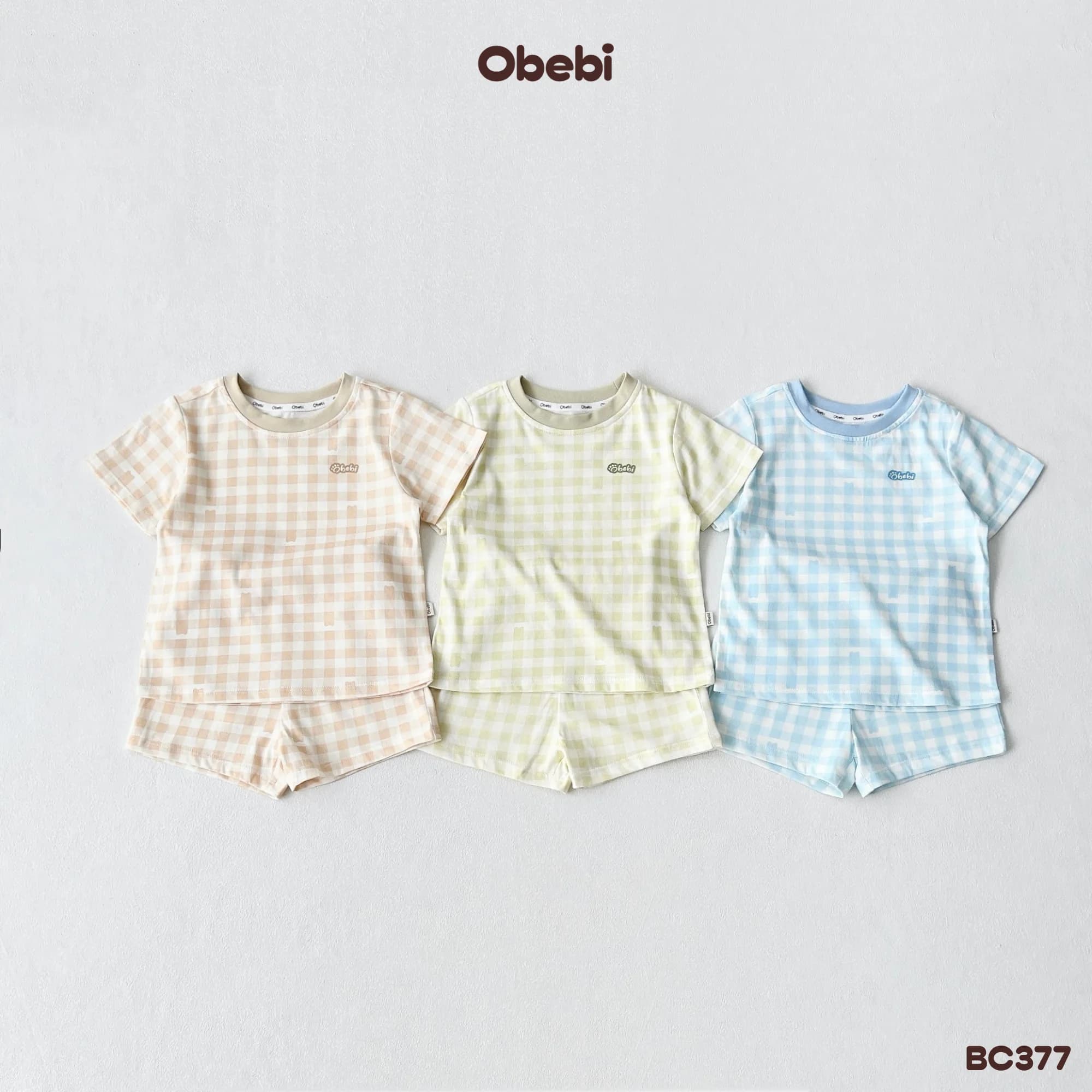 BC377 – Bộ Cộc Kẻ Caro Trẻ Em Mùa Hè Obebi