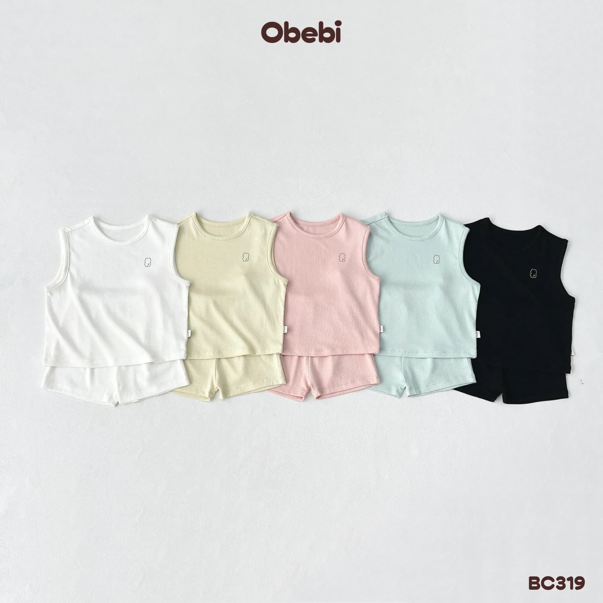 BC319 – Bộ ba lỗ vải kháng khuẩn in gấu Obebi