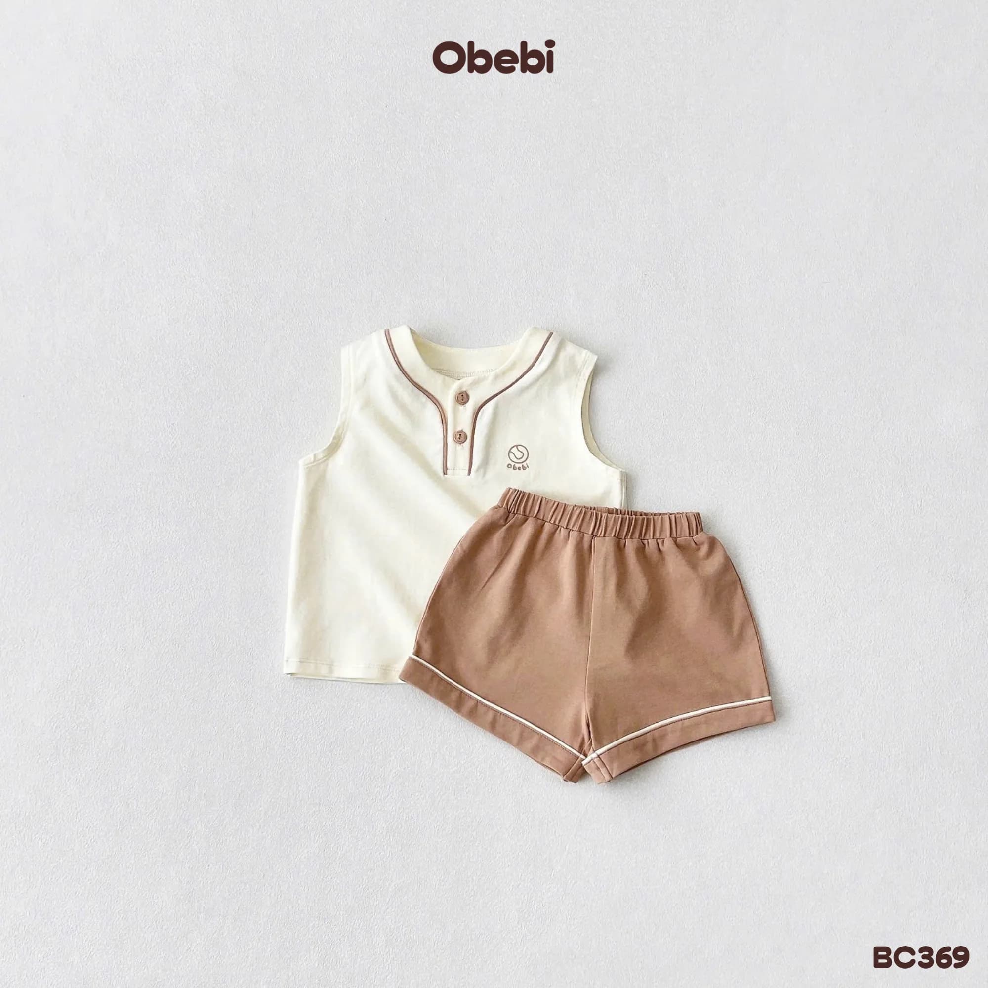 BC369 – Bộ Ba Lỗ Thể Thao Trẻ Em Mùa Hè Hình In Bóng Chày Obebi
