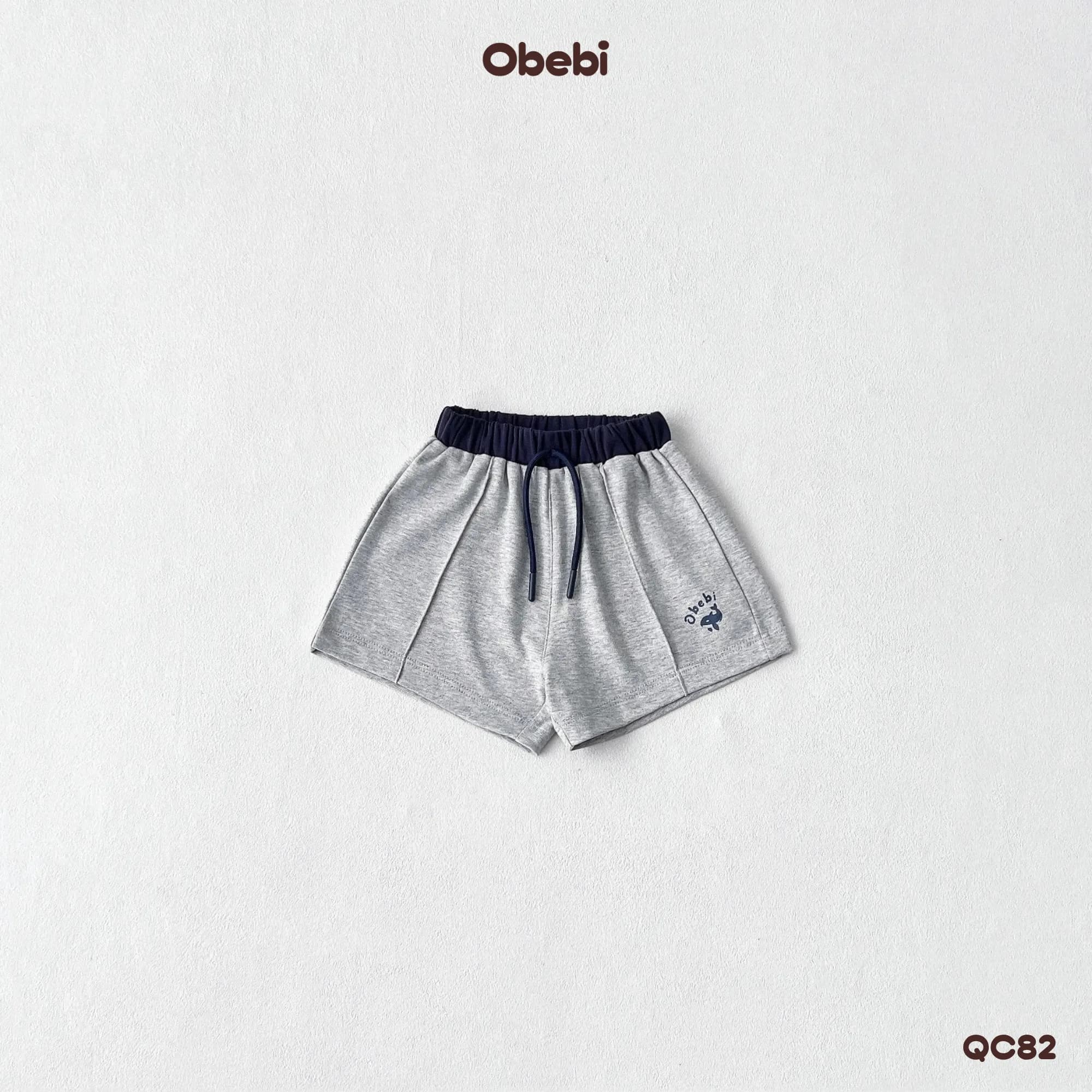 QC82 – Quần Sooc đùi vải cotton in hình cá heo vui nhộn mùa hè Obebi