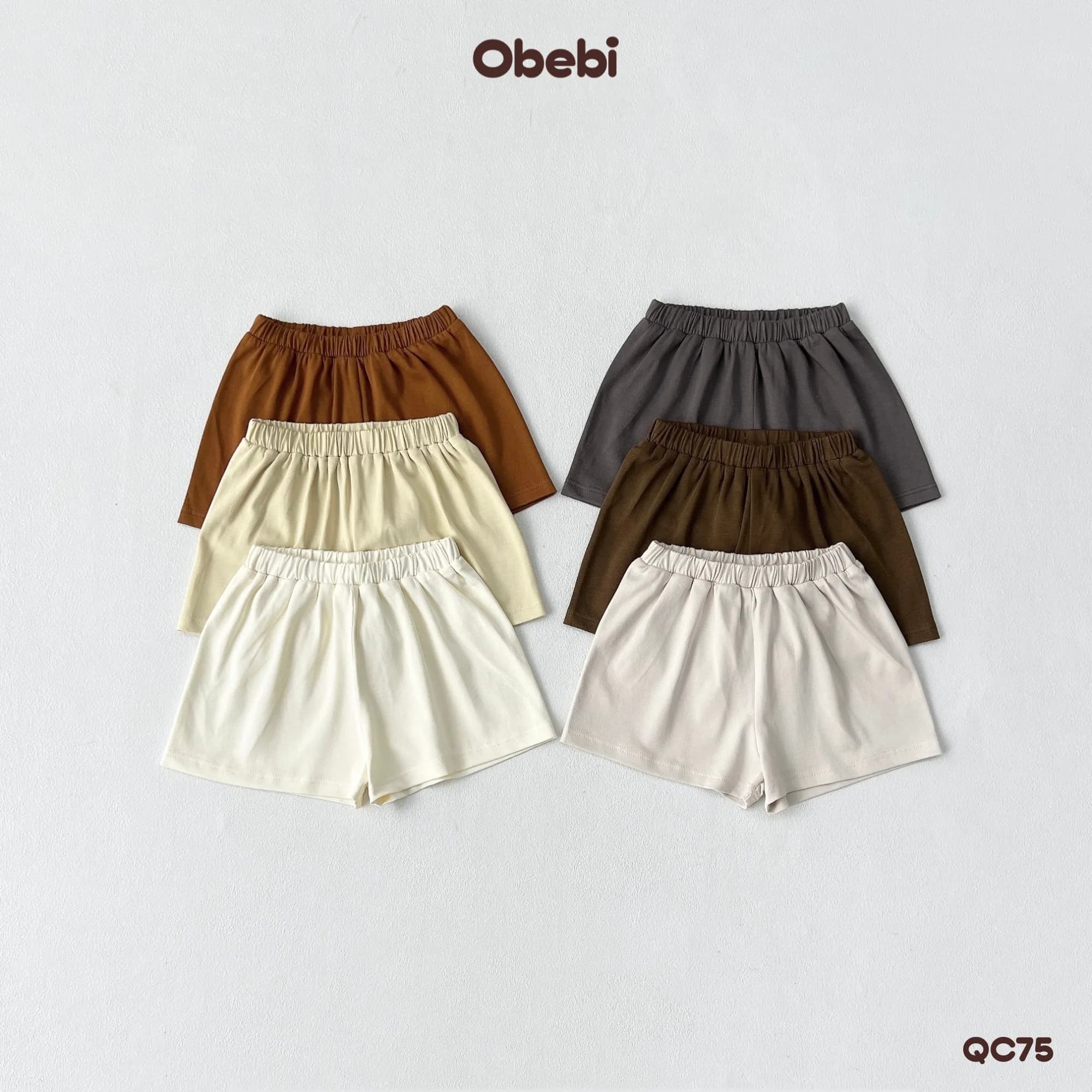 QC75 – Set 2 quần đùi đính mác in nhỏ xinh Obebi