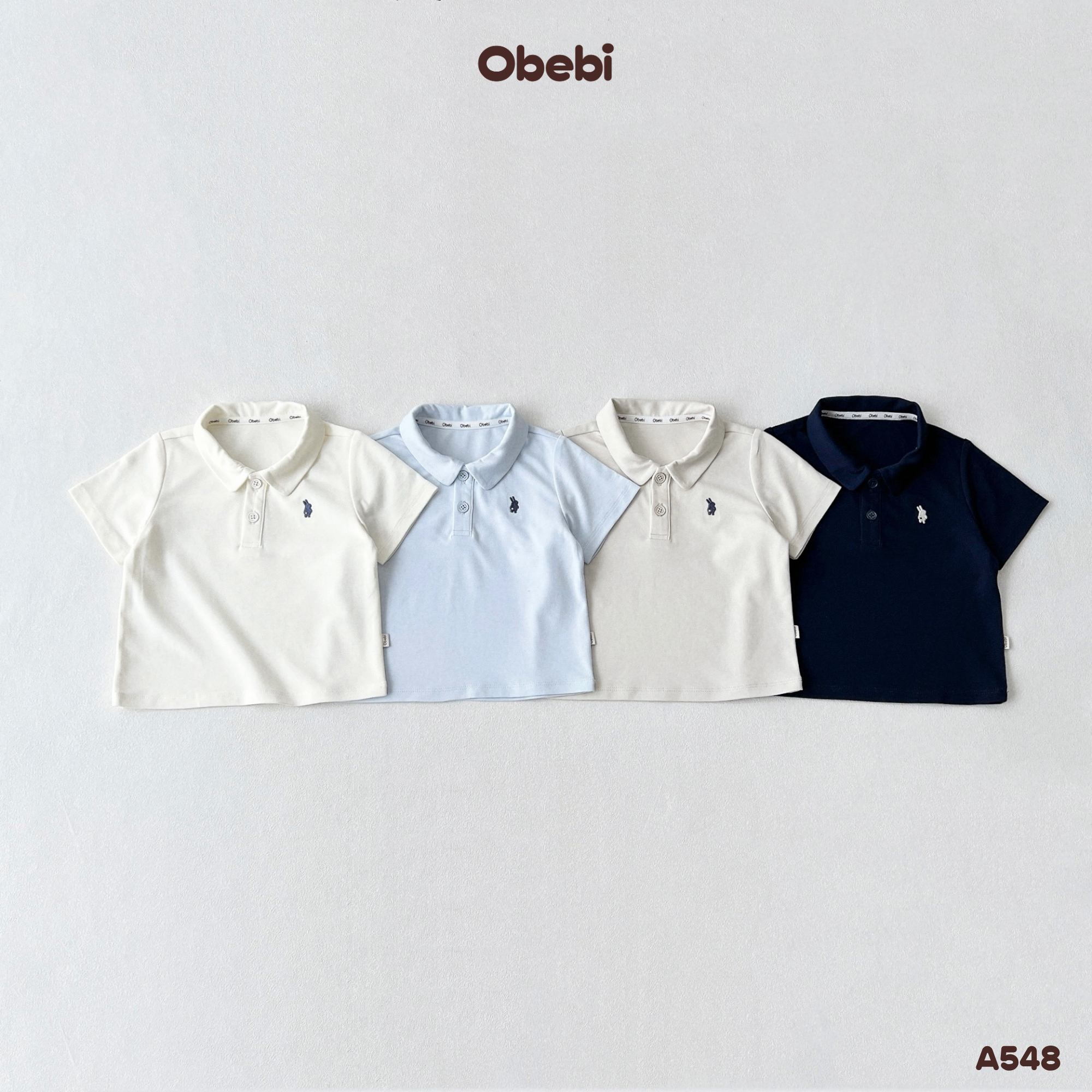 A548 – Áo Polo Trơn Cộc Tay Cho Bé Obebi