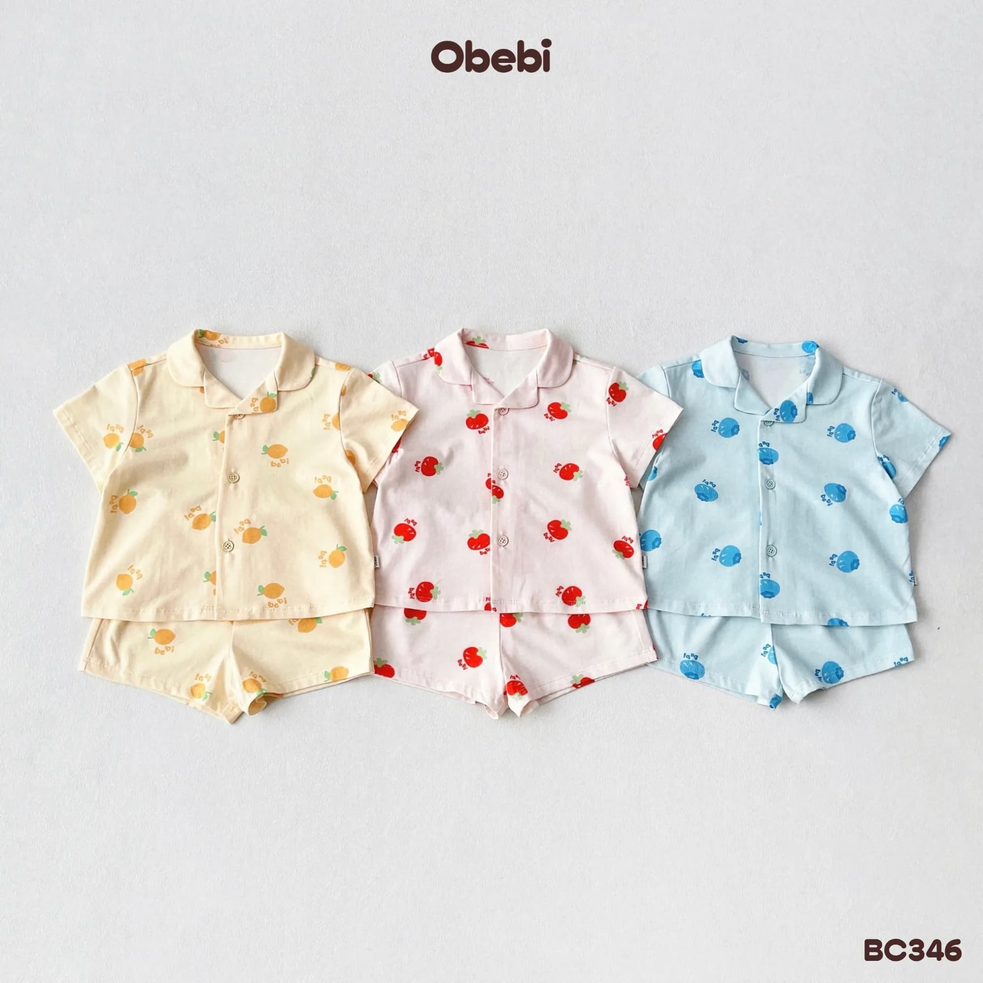 BC346 – Bộ Pyjama trẻ em họa tiết hoa quả mùa hè Obebi