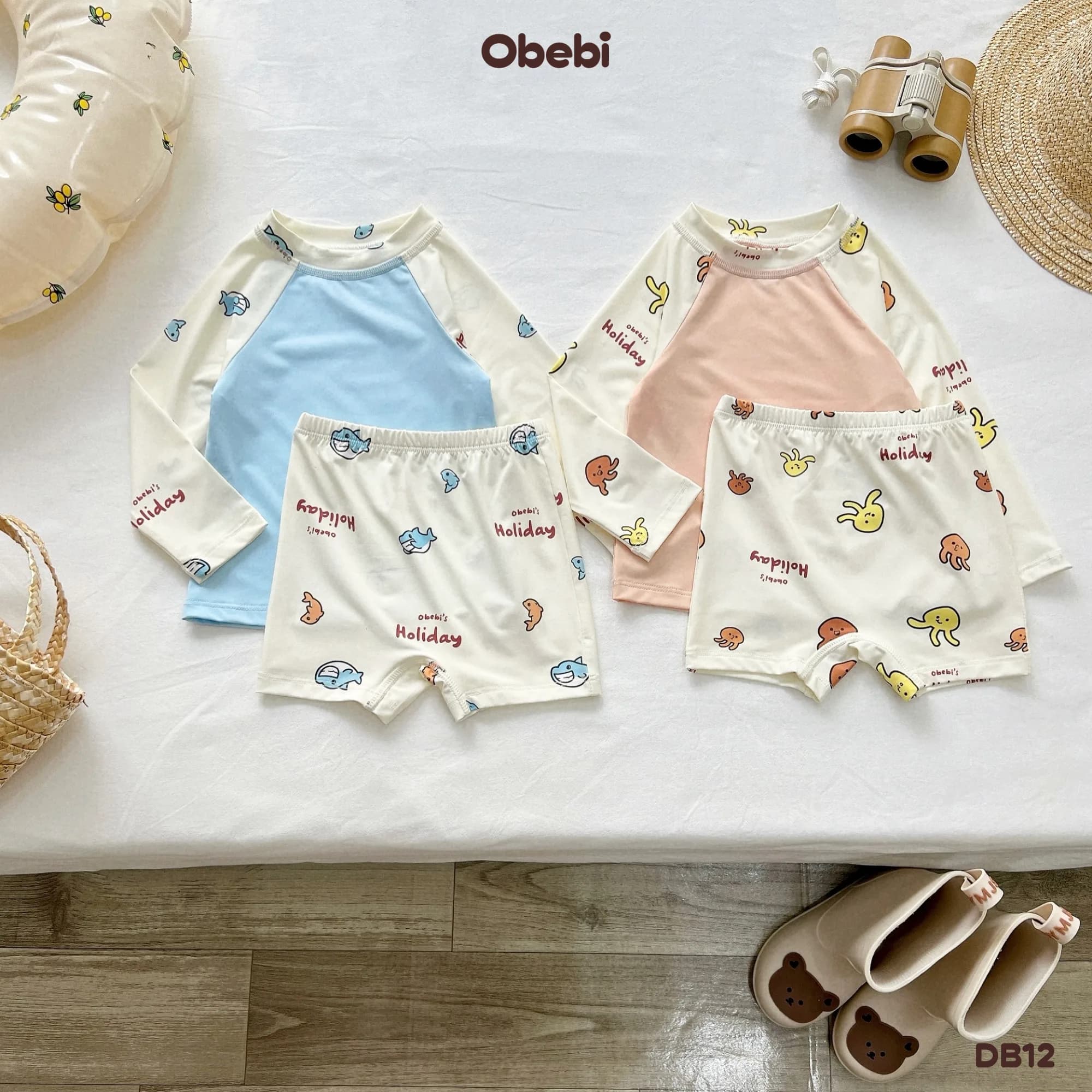 DB12 – Đồ bơi rời trẻ em mùa hè chống nắng họa tiết biển Obebi