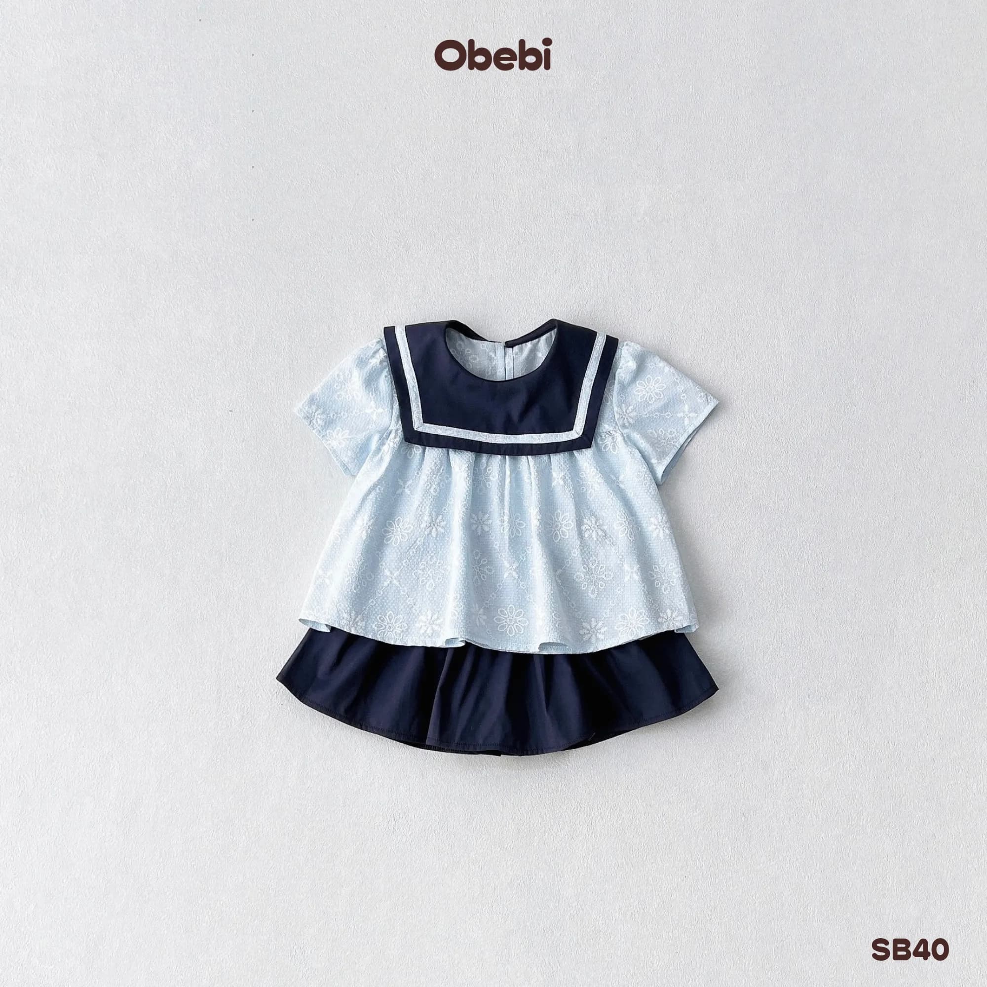 SB40 – Sét bộ bé gái mùa hè cổ thủy thủ Obebi