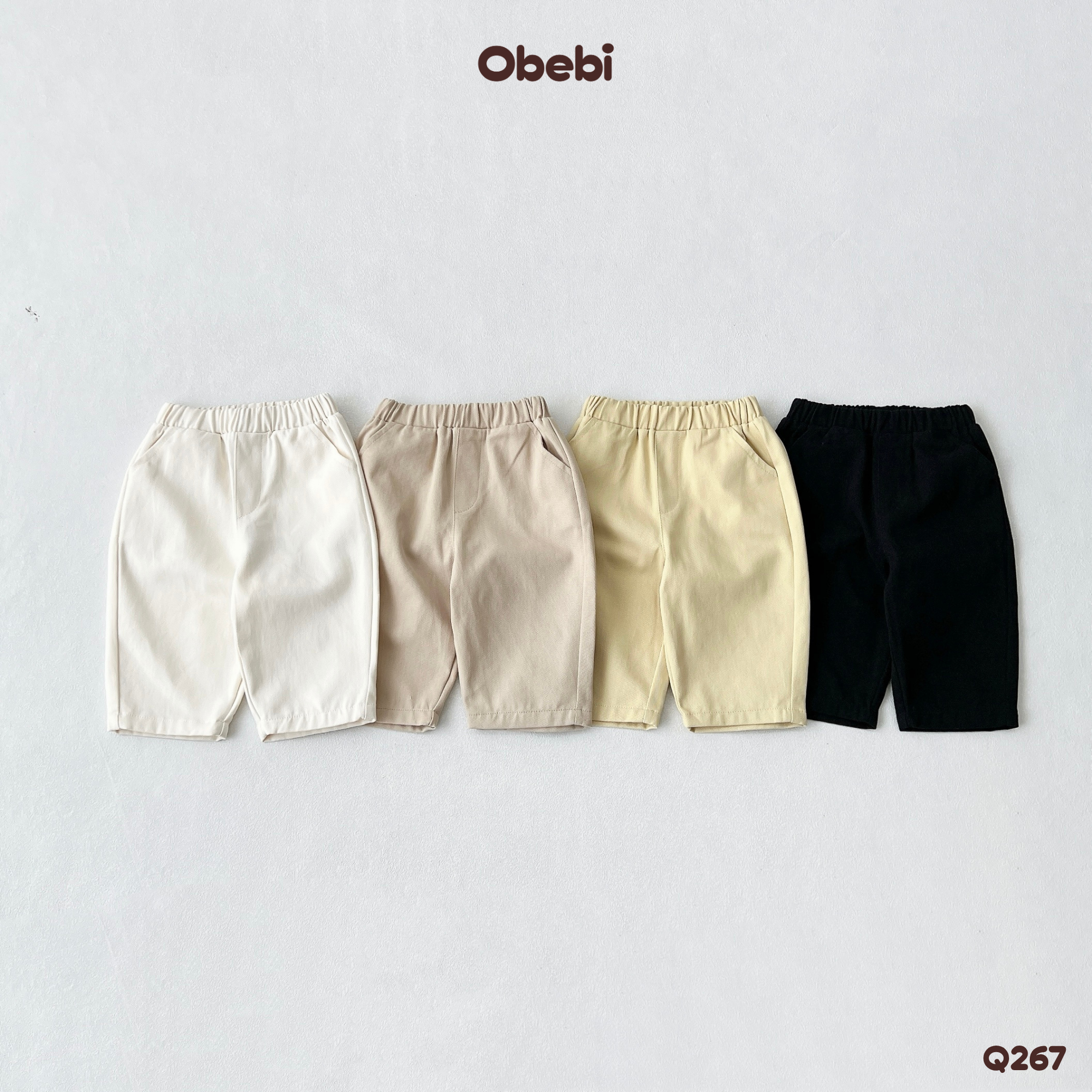 Q267 – Quần Kaki Trẻ Em Mùa Hè Basic Dễ Mặc Obebi