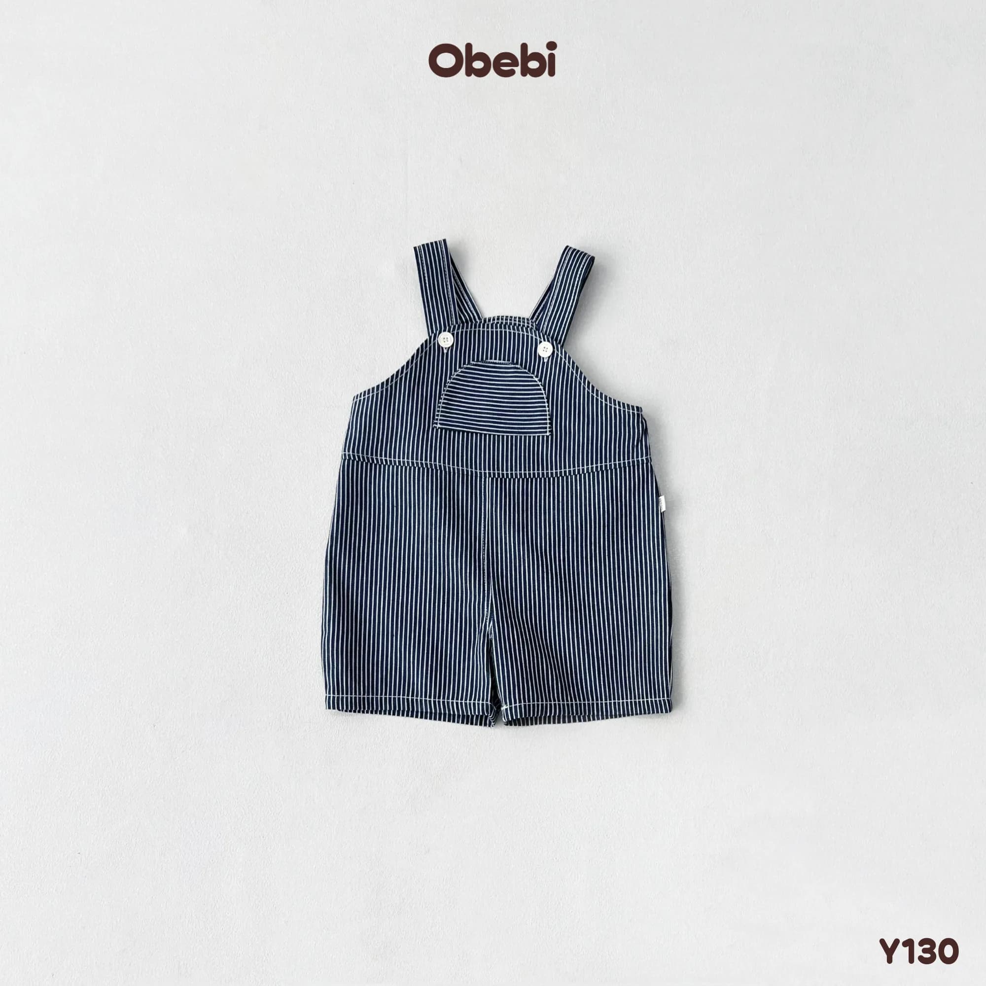 Y130 – Yếm Jean trẻ em mùa hè họa tiết kẻ thời trang Obebi
