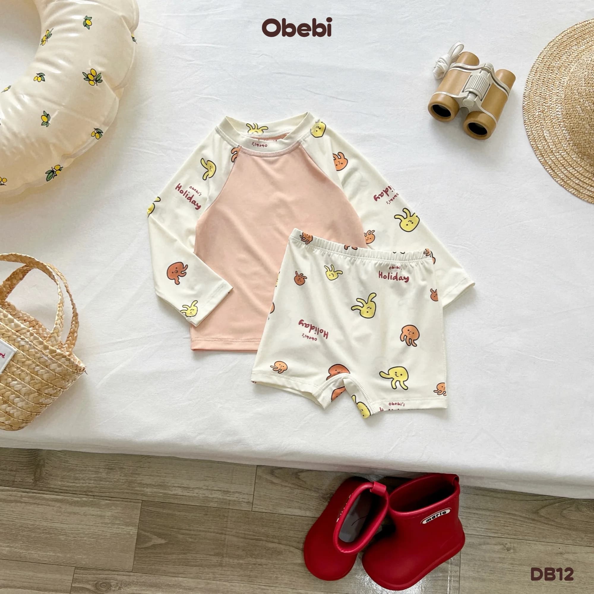 DB12 – Đồ bơi rời trẻ em mùa hè chống nắng họa tiết biển Obebi