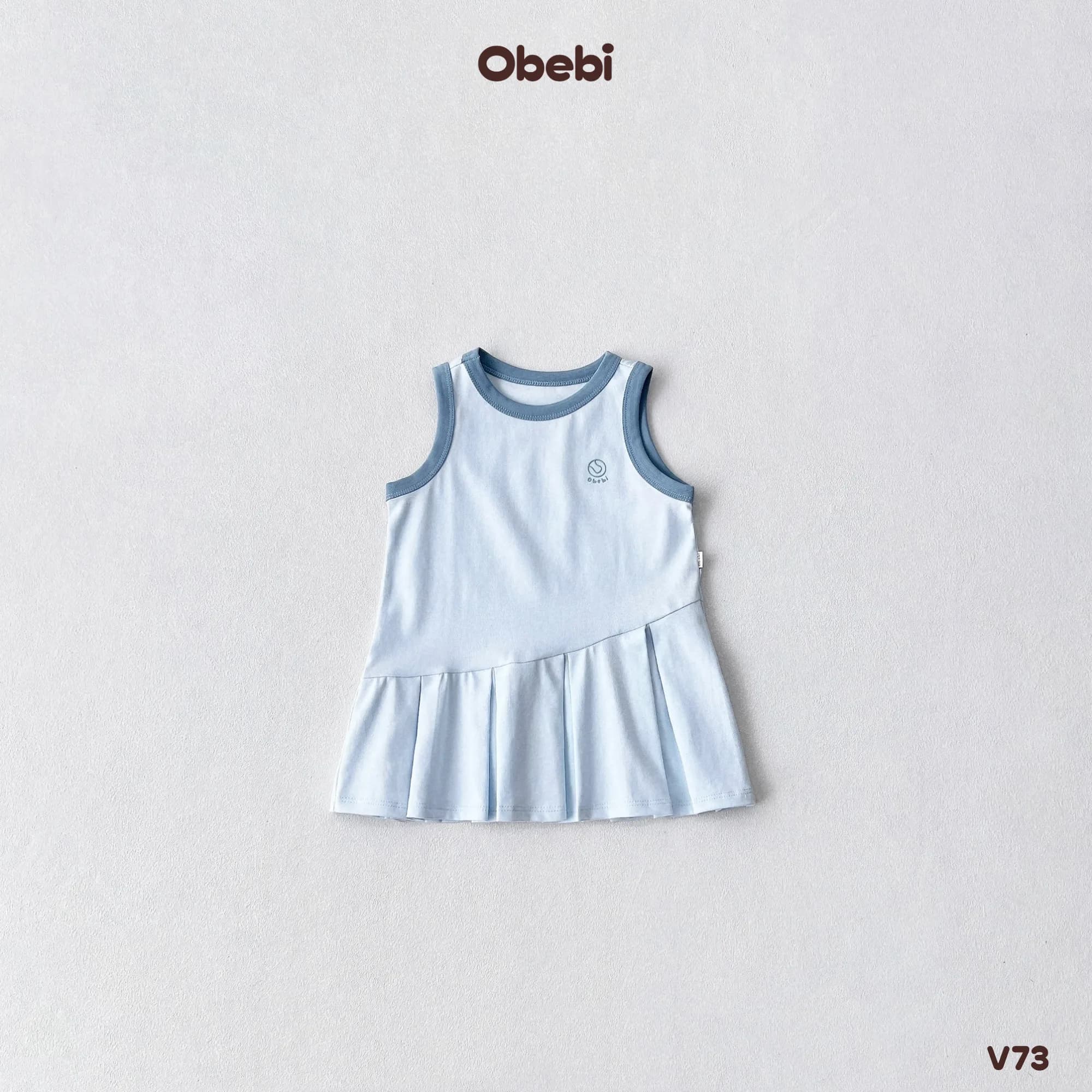 V73 – Váy Ba Lỗ Bé Gái Mùa Hè Xếp Ly Lệch Obebi