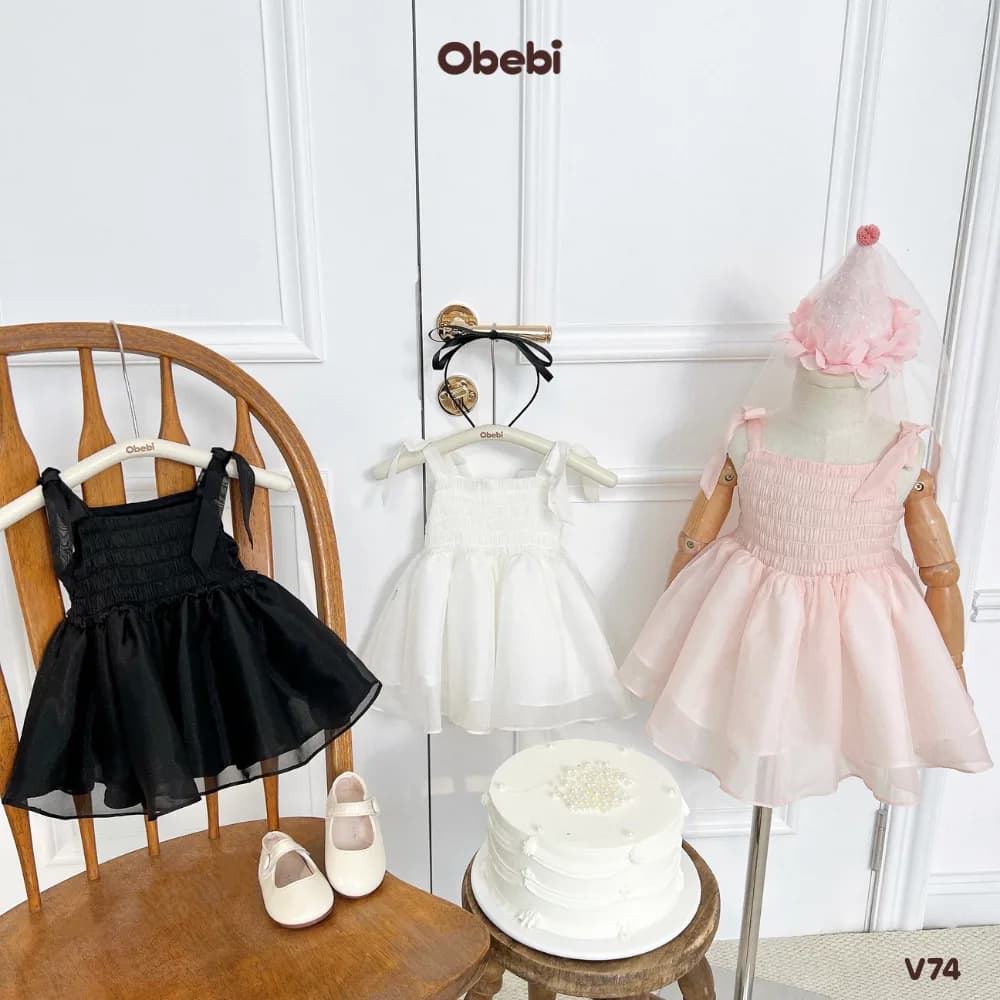 V74 – Váy 2 Dây Bé Gái Sinh Nhật Mùa Hè Obebi