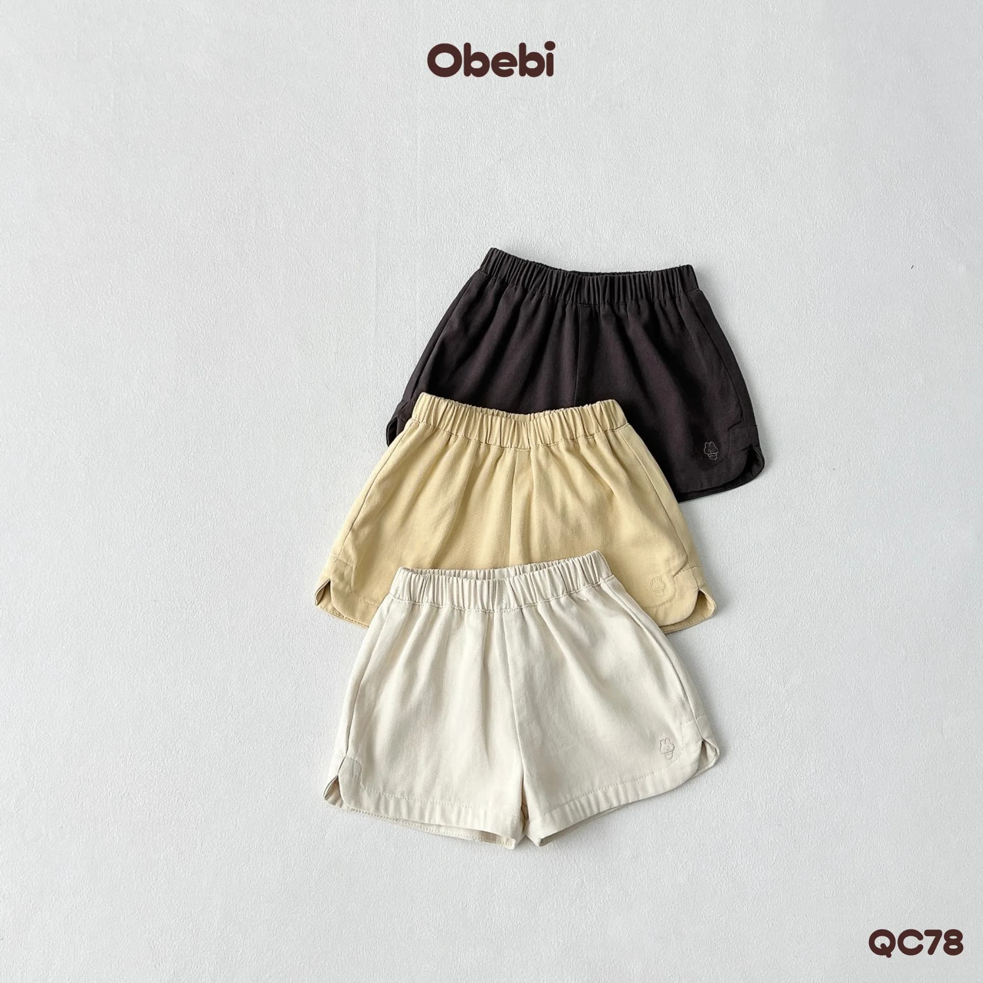 QC78 – Quần đùi kaki hình thêu bóng đèn sáng tạo từ nhân vật Obebi