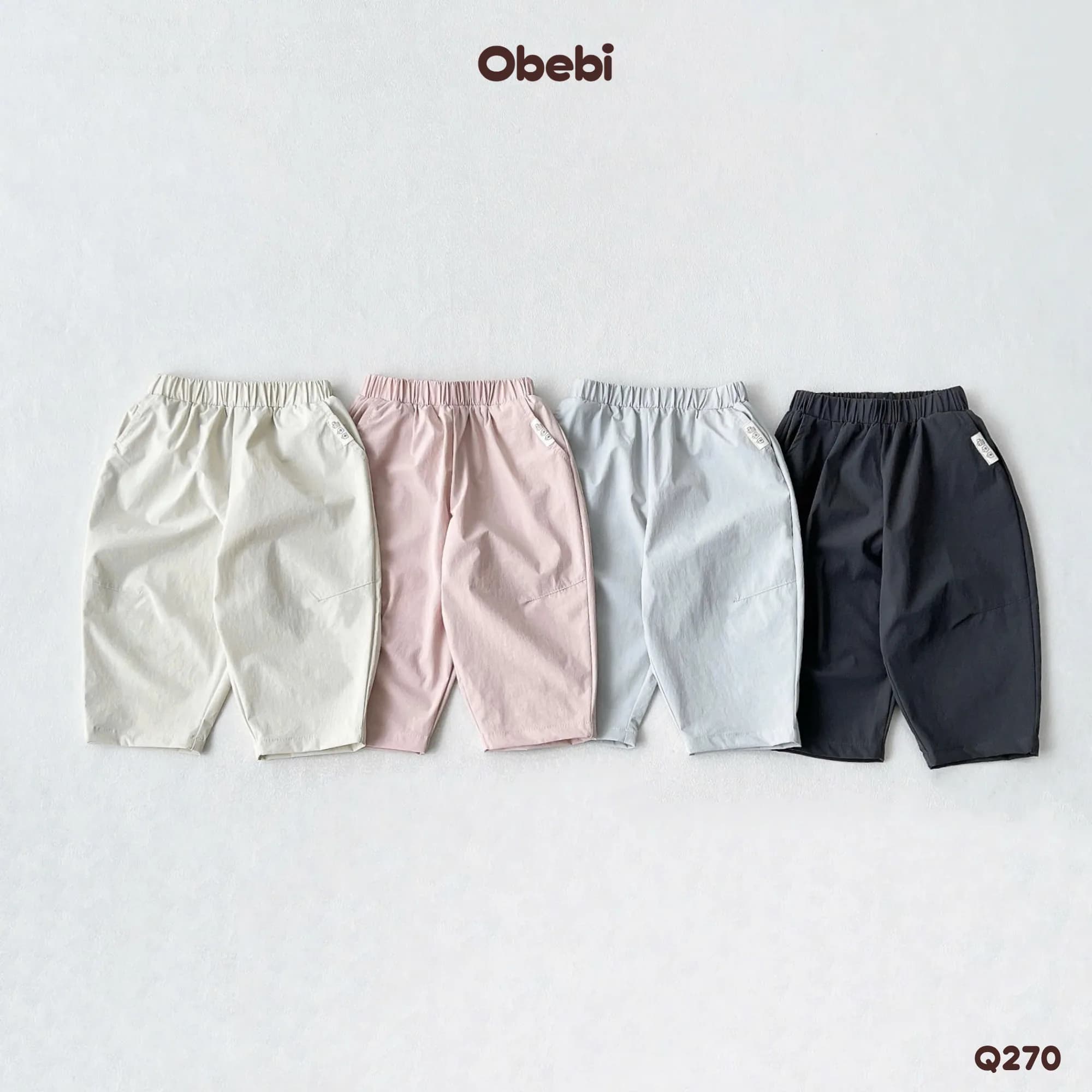 Q270 – Quần Gió Trẻ Em Thu Đông Phom Basic Dễ Phối Đồ Obebi