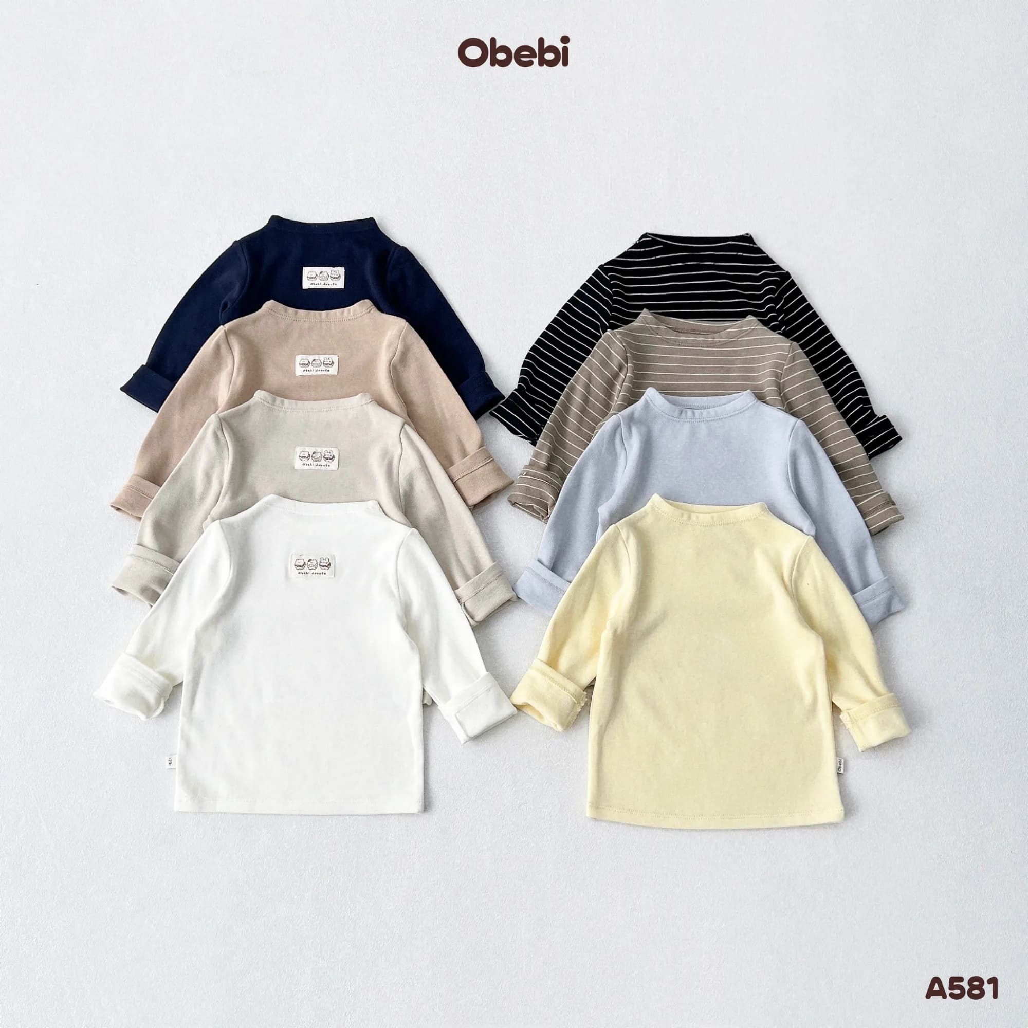 A581 – Áo Thun Giữ Nhiệt Trẻ Em Thu Đông Cổ Leo Obebi