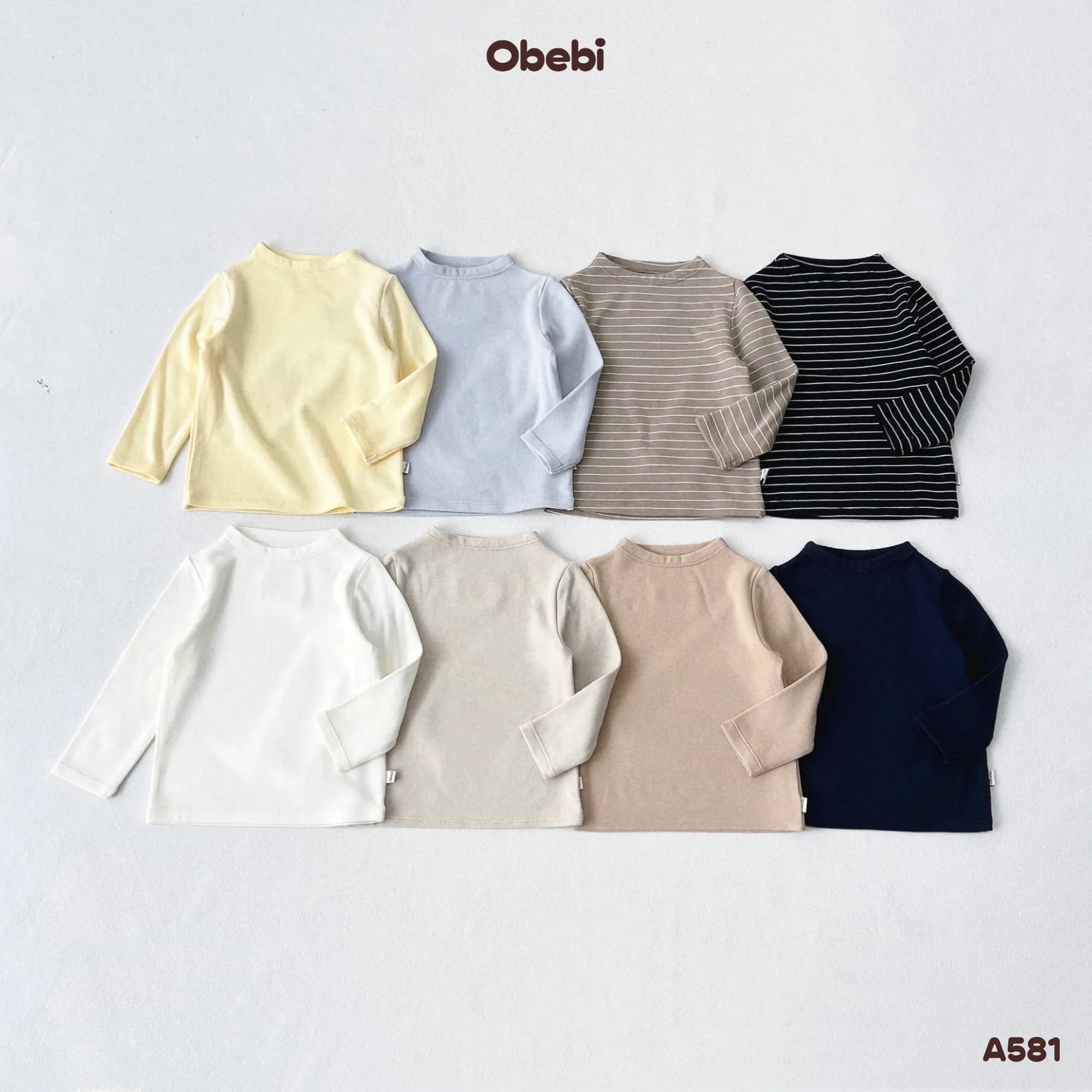 A581 – Áo Thun Giữ Nhiệt Trẻ Em Thu Đông Cổ Leo Obebi