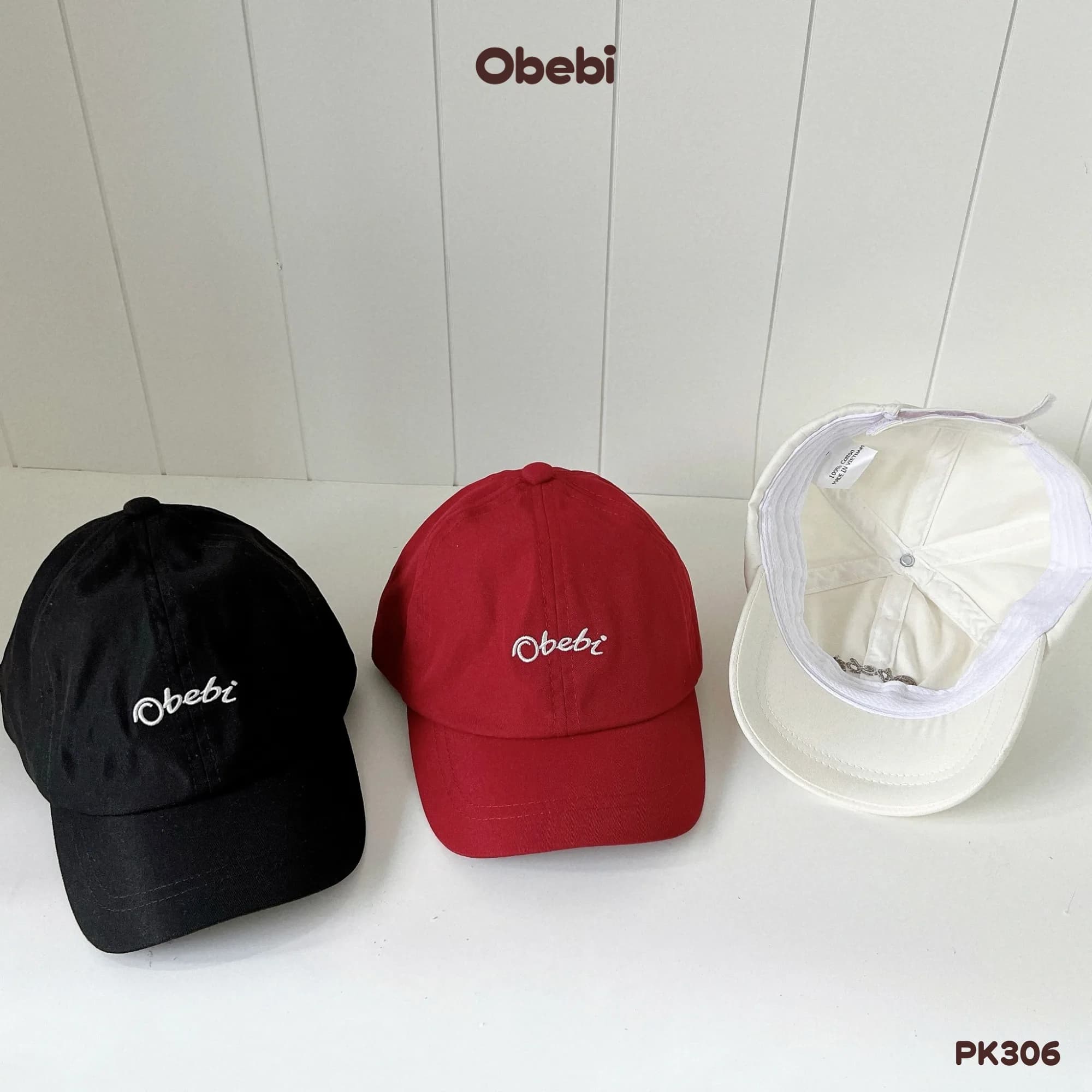 PK306 – Mũ Lưỡi Trai Trẻ Em Chất Liệu Cotton Hình Thêu Chữ Obebi