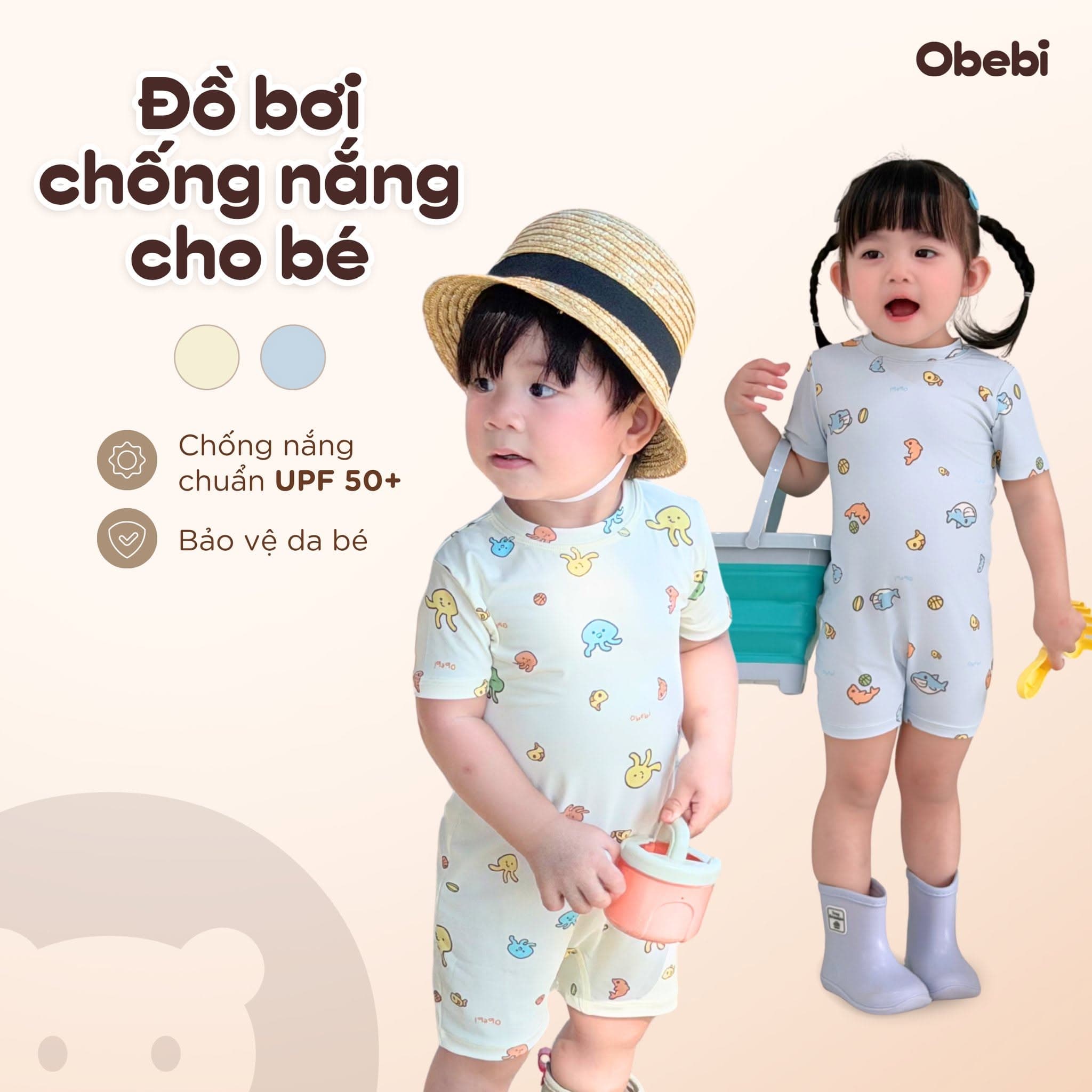 Đồ bơi chống nắng UPF 50+ cho bé — mát lạnh, cute, mẹ yên tâm cả mùa hè