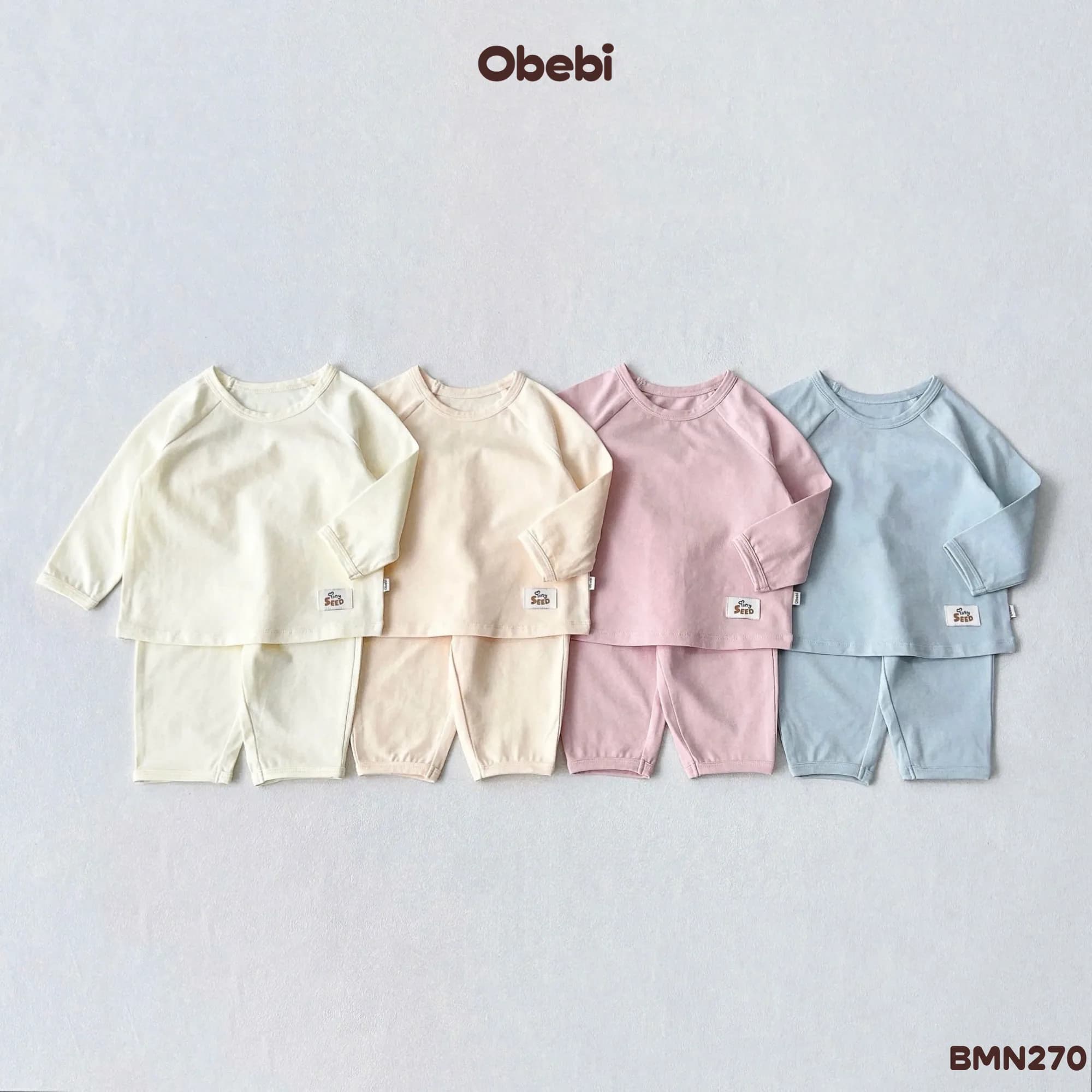 BMN270 – Bộ Mặc Nhà Trẻ Em Thu Đông Vải Mềm Mịn Obebi