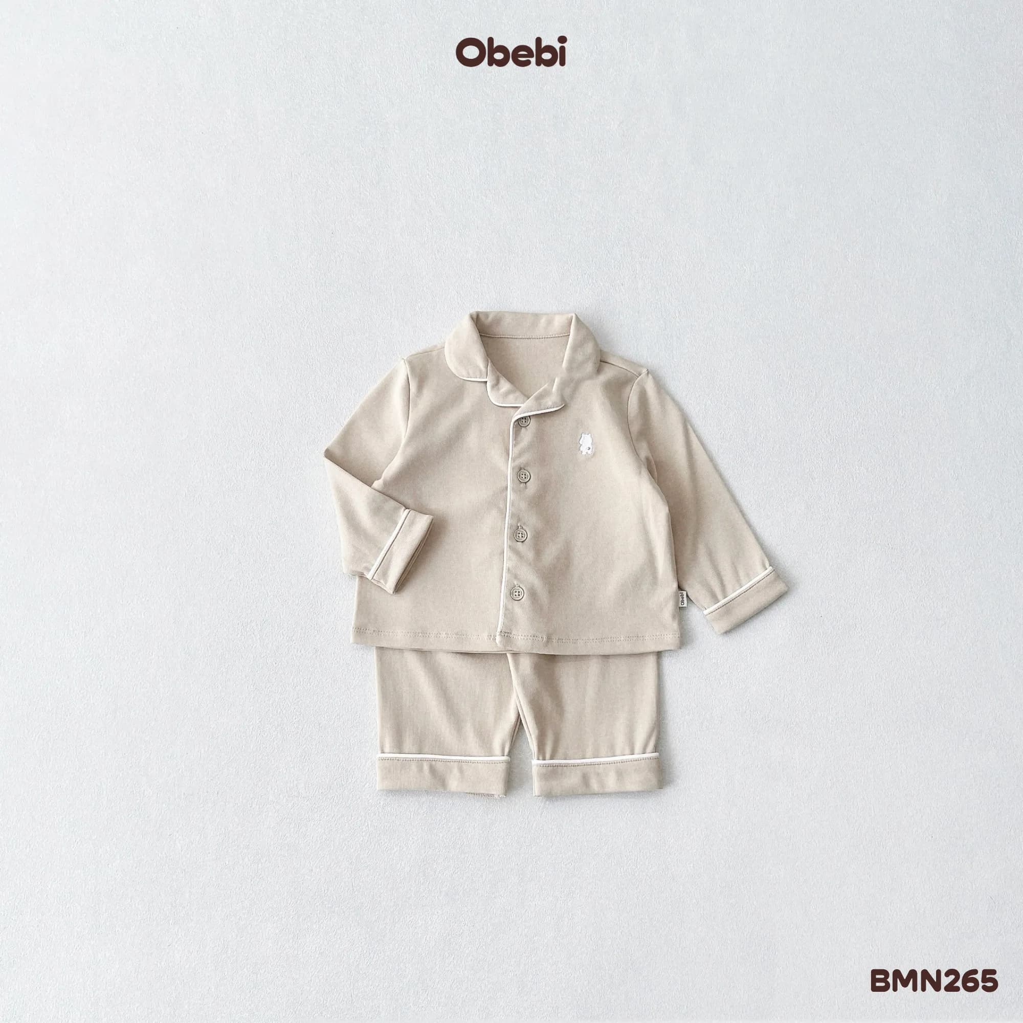 BMN265 – Bộ Pyjama Trẻ Em Thu Đông Phối Viền Tinh Tế Obebi