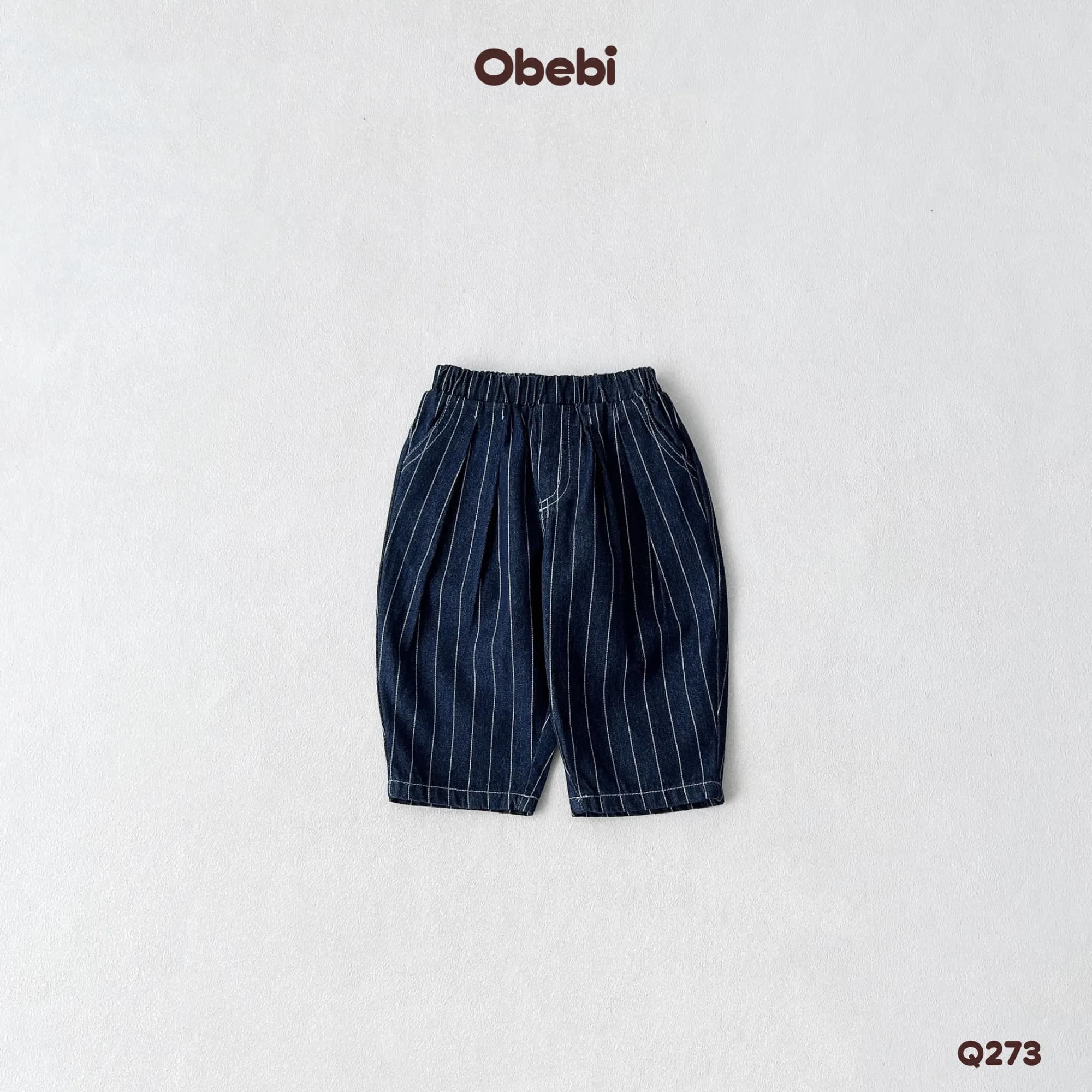 Q273 – Quần Jean Kẻ Phom Balloon Trẻ Em Obebi