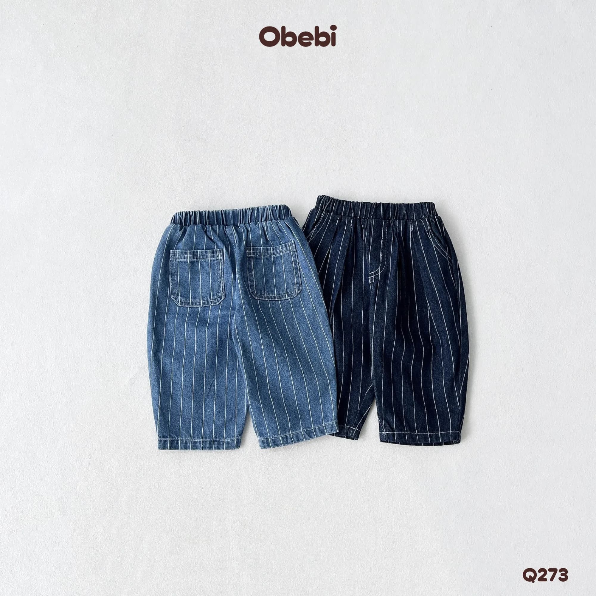 Q273 – Quần Jean Kẻ Phom Balloon Trẻ Em Obebi