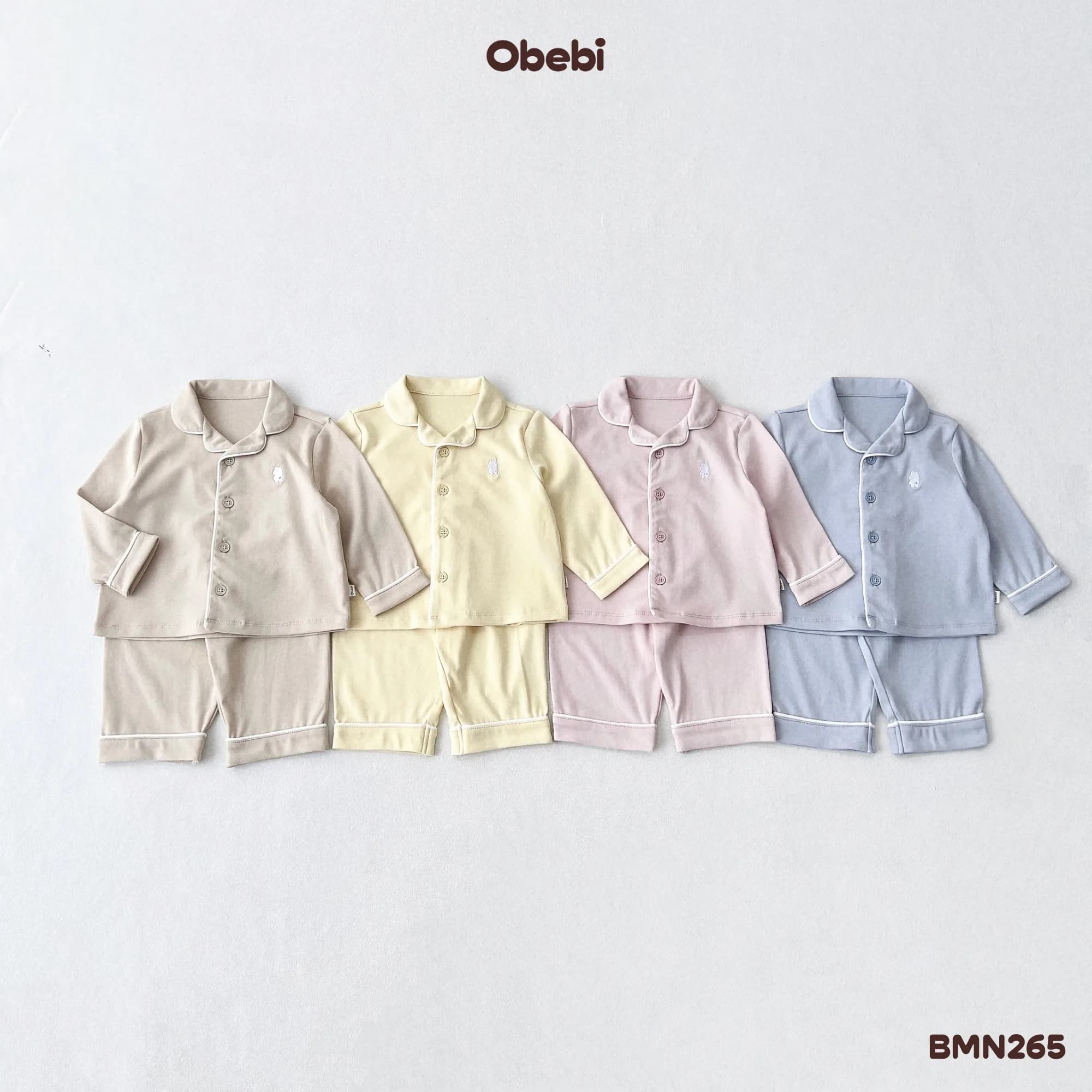 BMN265 – Bộ Pyjama Trẻ Em Thu Đông Phối Viền Tinh Tế Obebi
